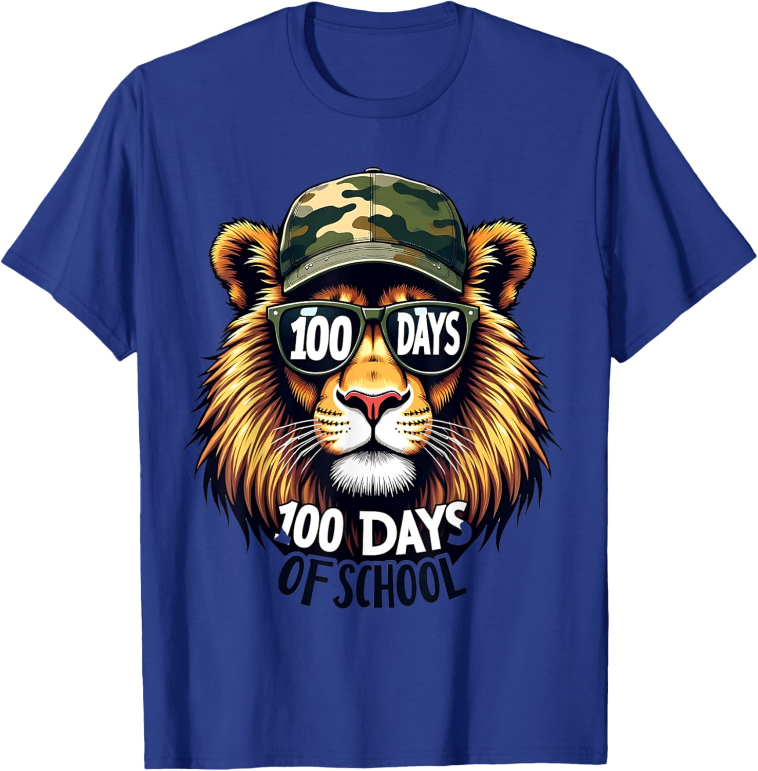 Cute 100 Days of School Lion Camo T-Shirt for Kids and Teachers - 9