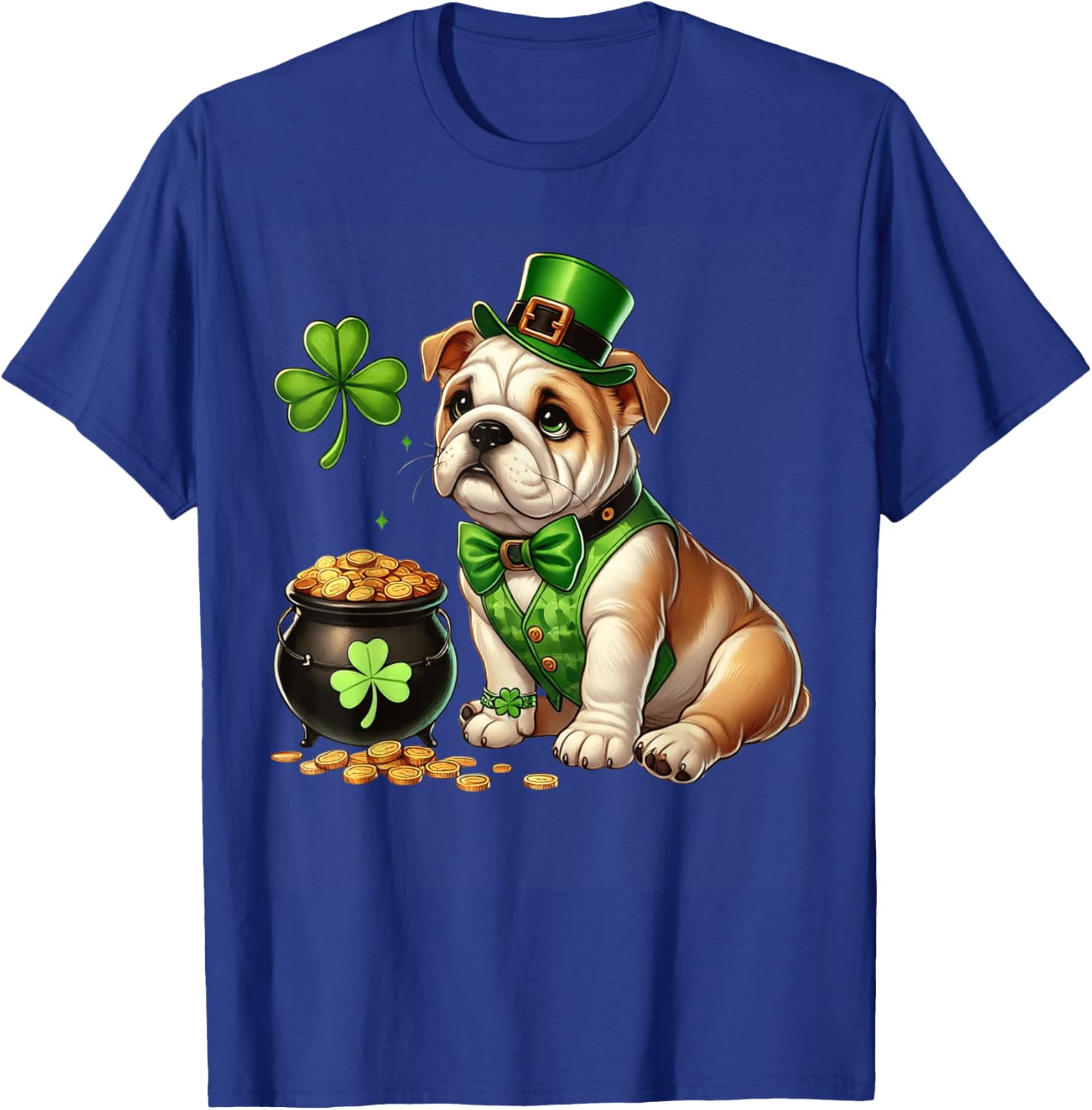 Cute Bulldog Leprechaun St Patricks Day Shamrock Kids T-Shirt - 7