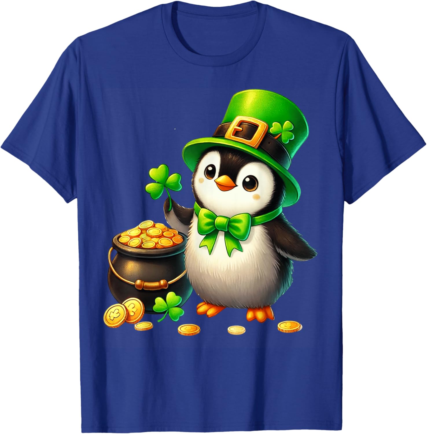 Cute Penguin Leprechaun St Patricks Day T-Shirt for Kids and Teens - 7