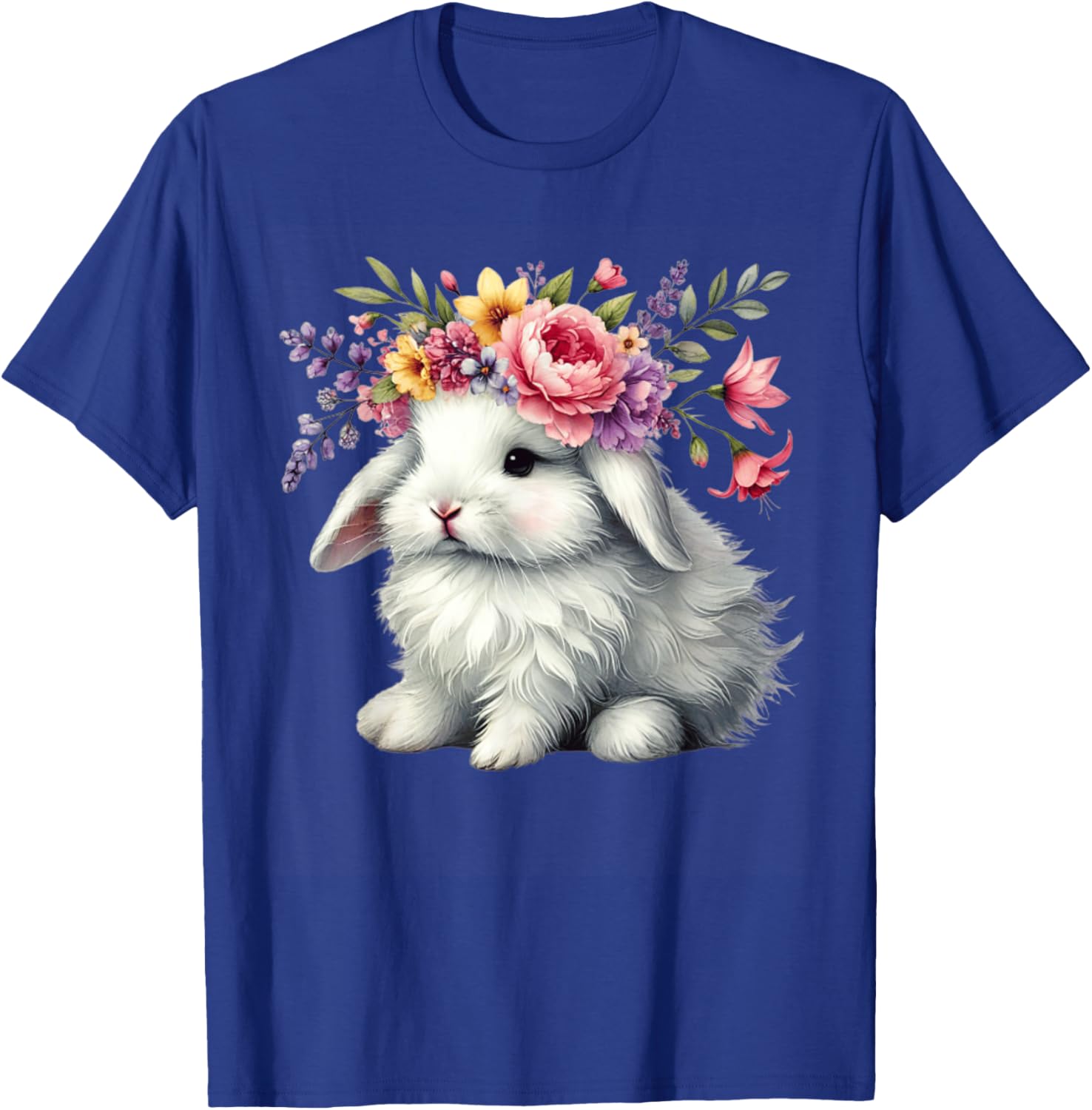 Cute Easter Bunny Floral Crown T-Shirt for Girls and Women - 7