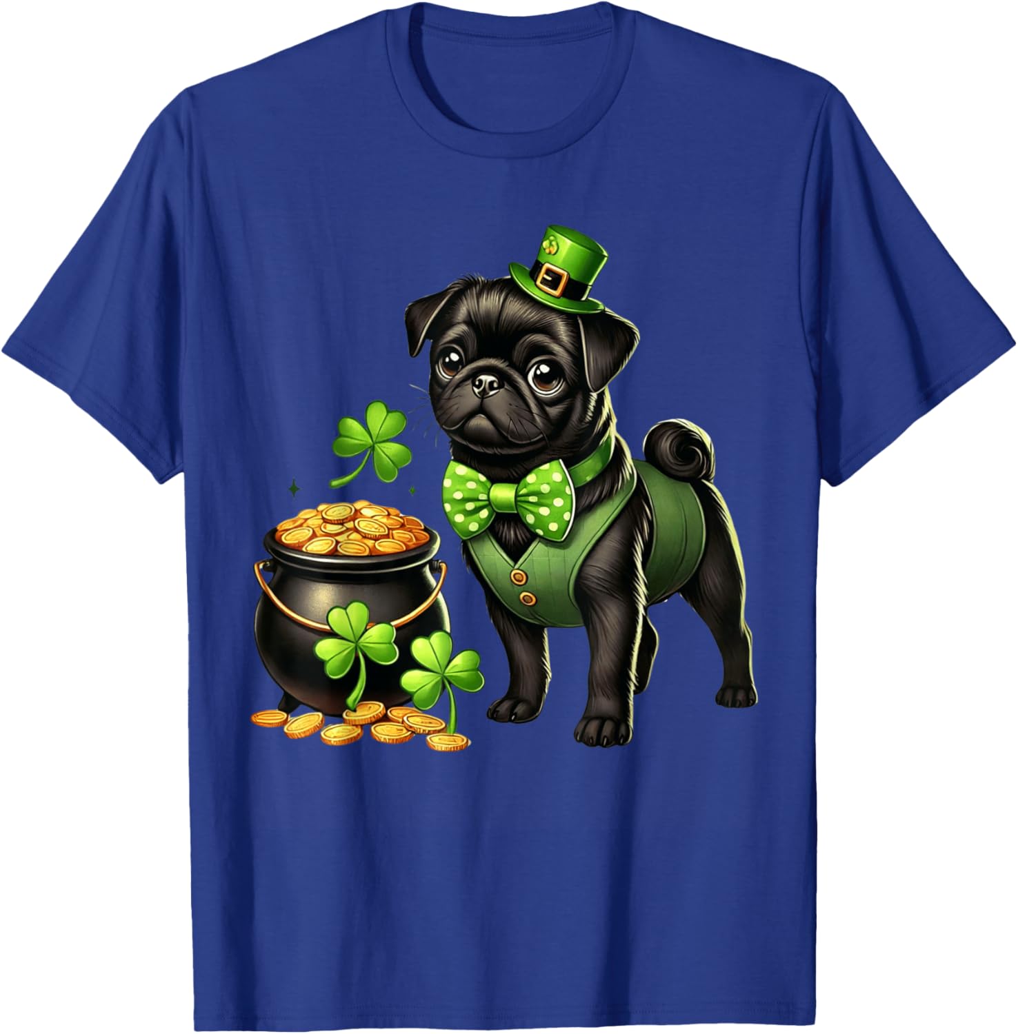 Cute Black Pug Leprechaun T-Shirt for Kids - St Patrick's Day Fun - 1