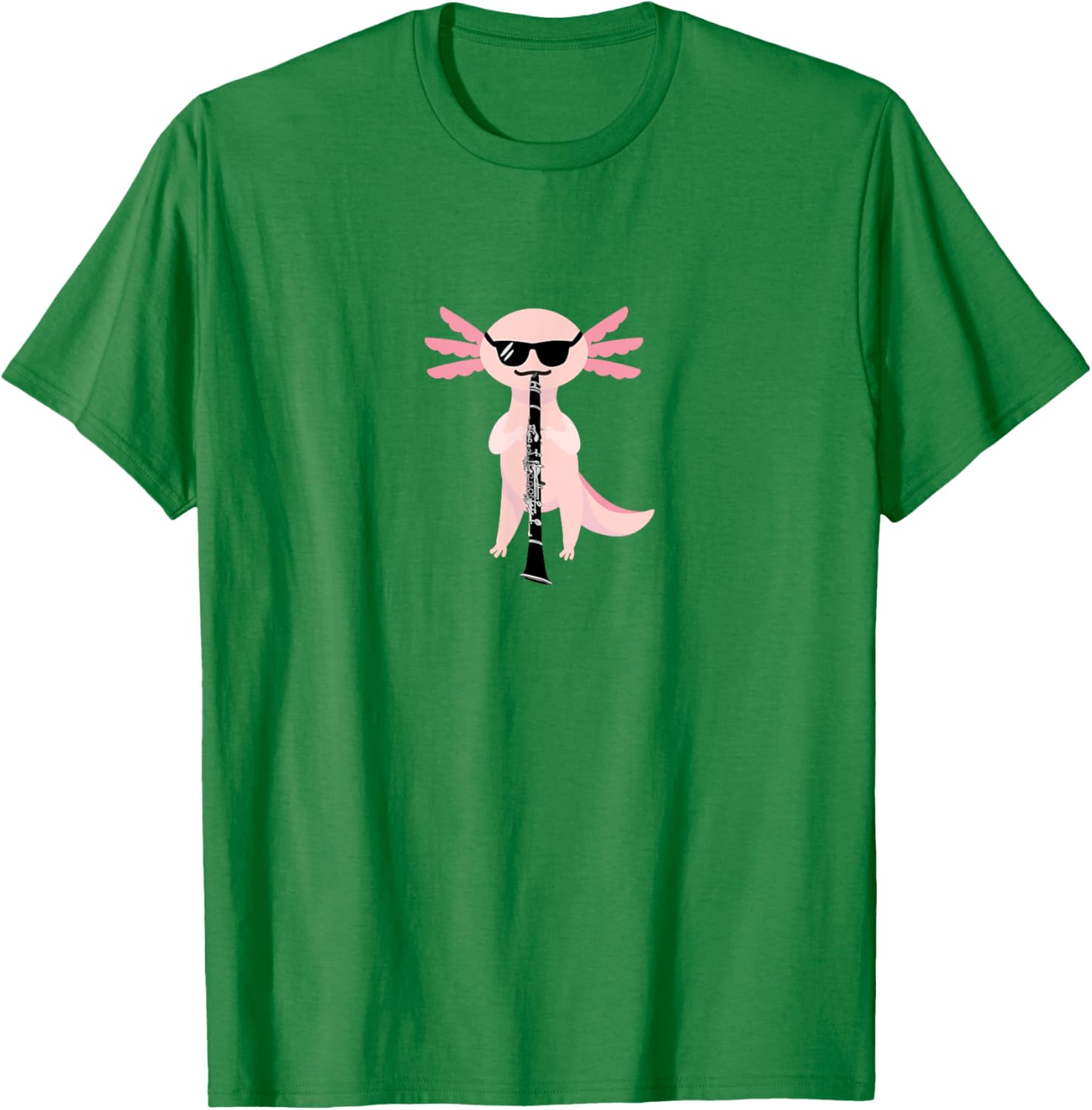 Funny Cute Axolotl T-Shirt with Sunglasses Playing Clarinet for Music Lovers - 9