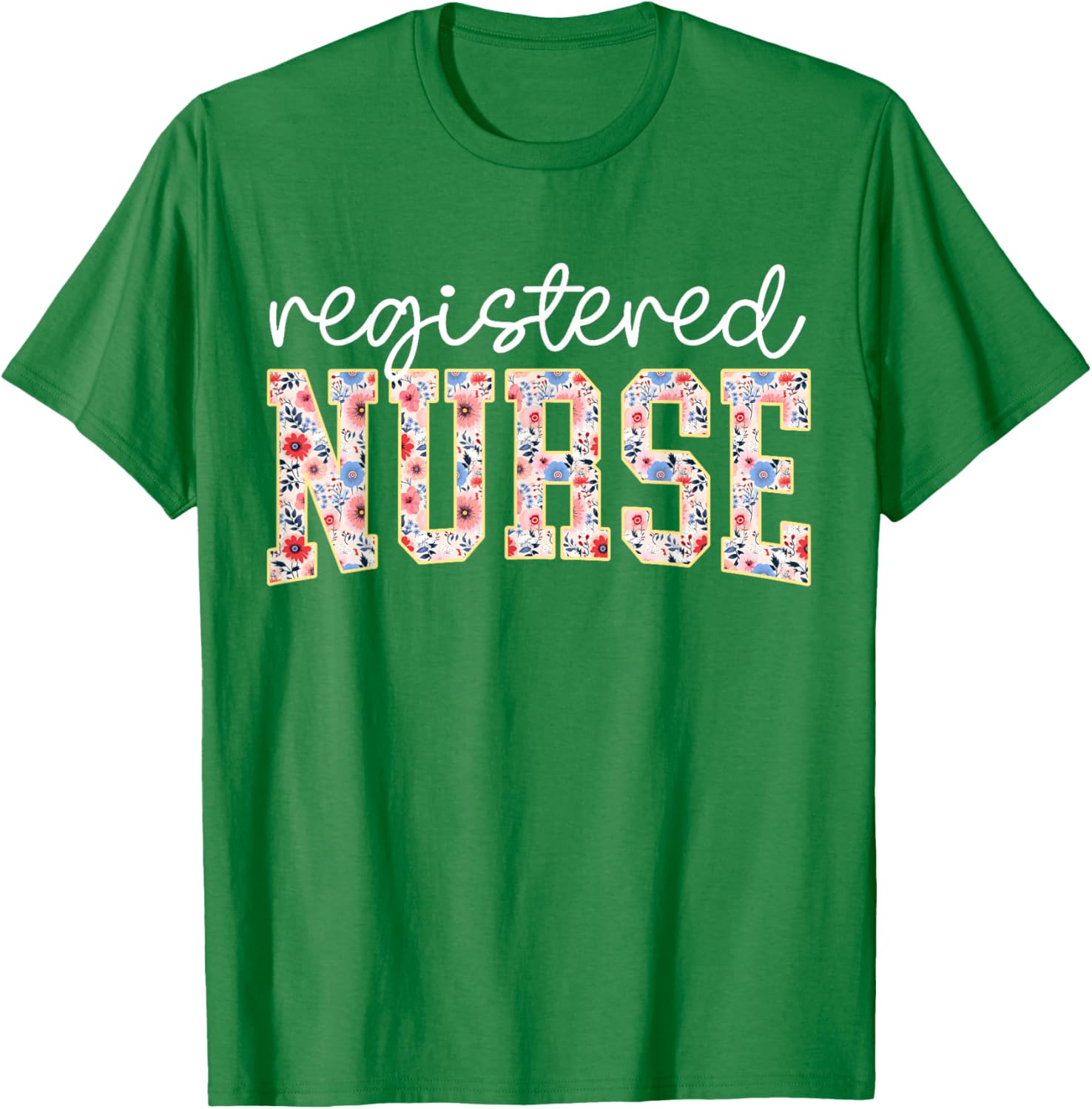 Floral Print RN Nurse T-Shirt for Women - Perfect for Nursing School - 9