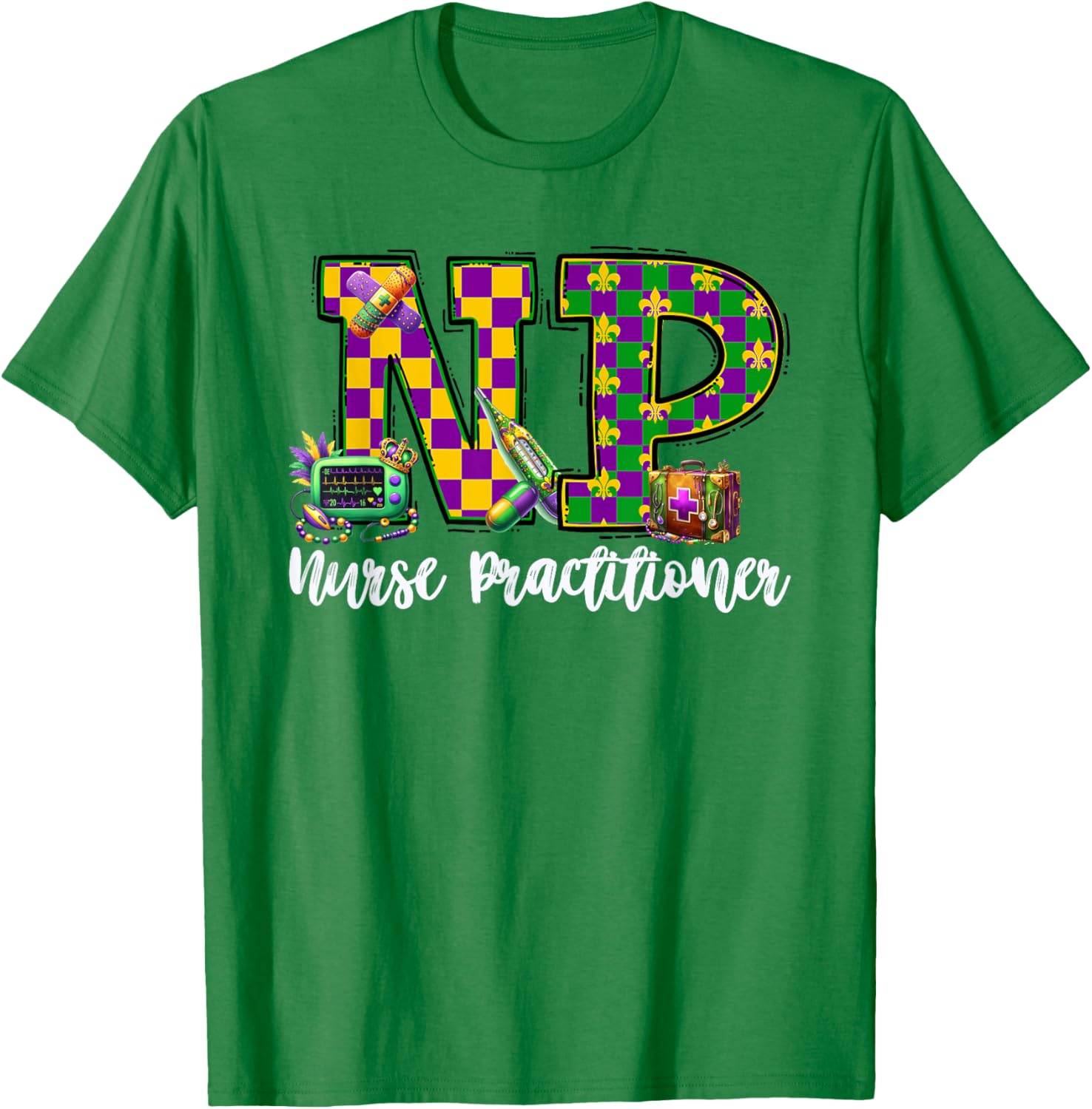 Cute Mardi Gras Nurse Practitioner T-Shirt for Women, Fun and Stylish - 22