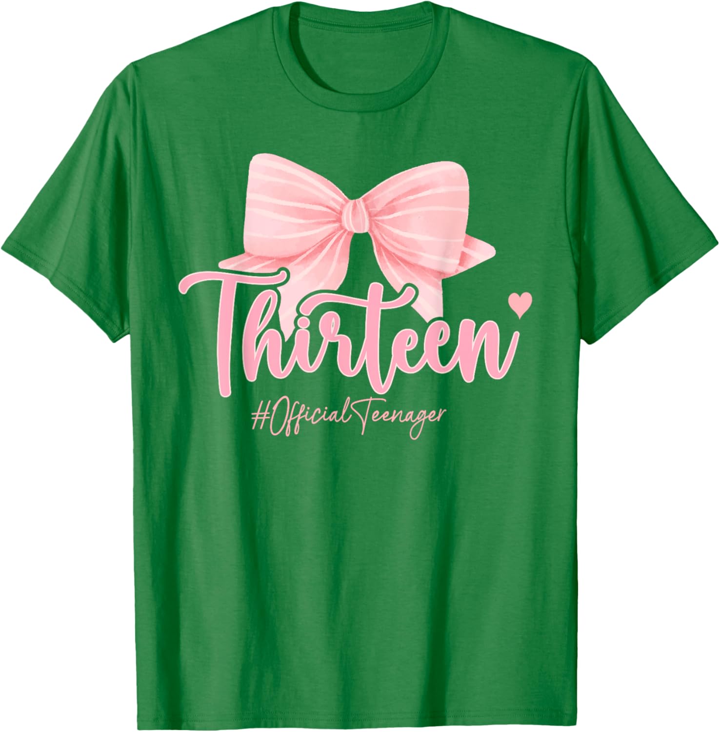 Cute Pink 13th Birthday Coquette Bow T-Shirt for Girls Celebrating 13 - 17