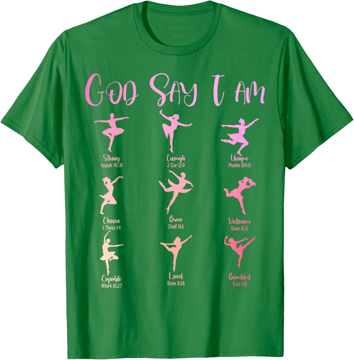 Christian God Says I Am Cute Pink Ballet Dancer T-Shirt for Girls - 6