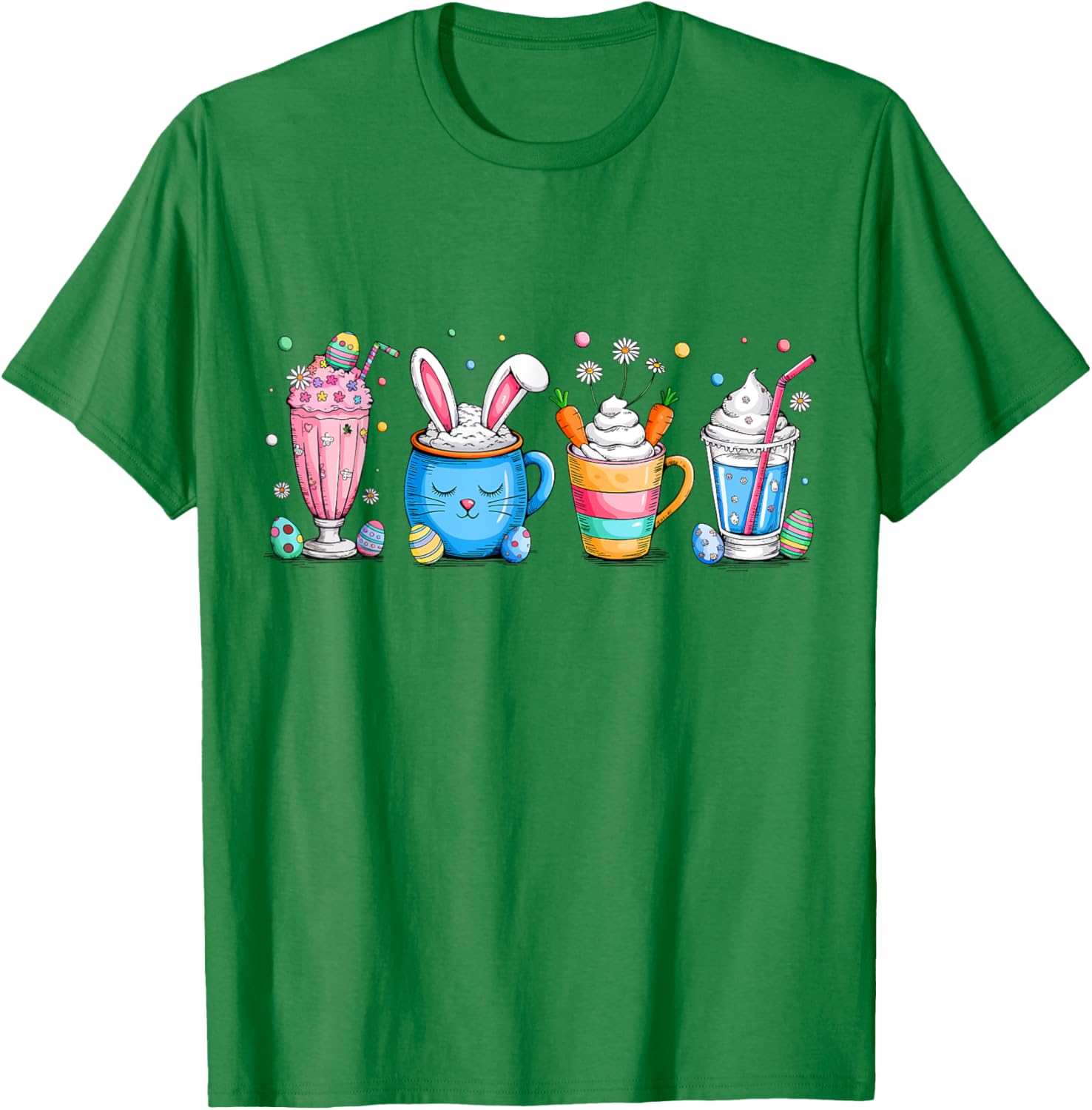 Cute Coffee Bunny T-Shirt for Women Girls with Easter Egg Design - 7