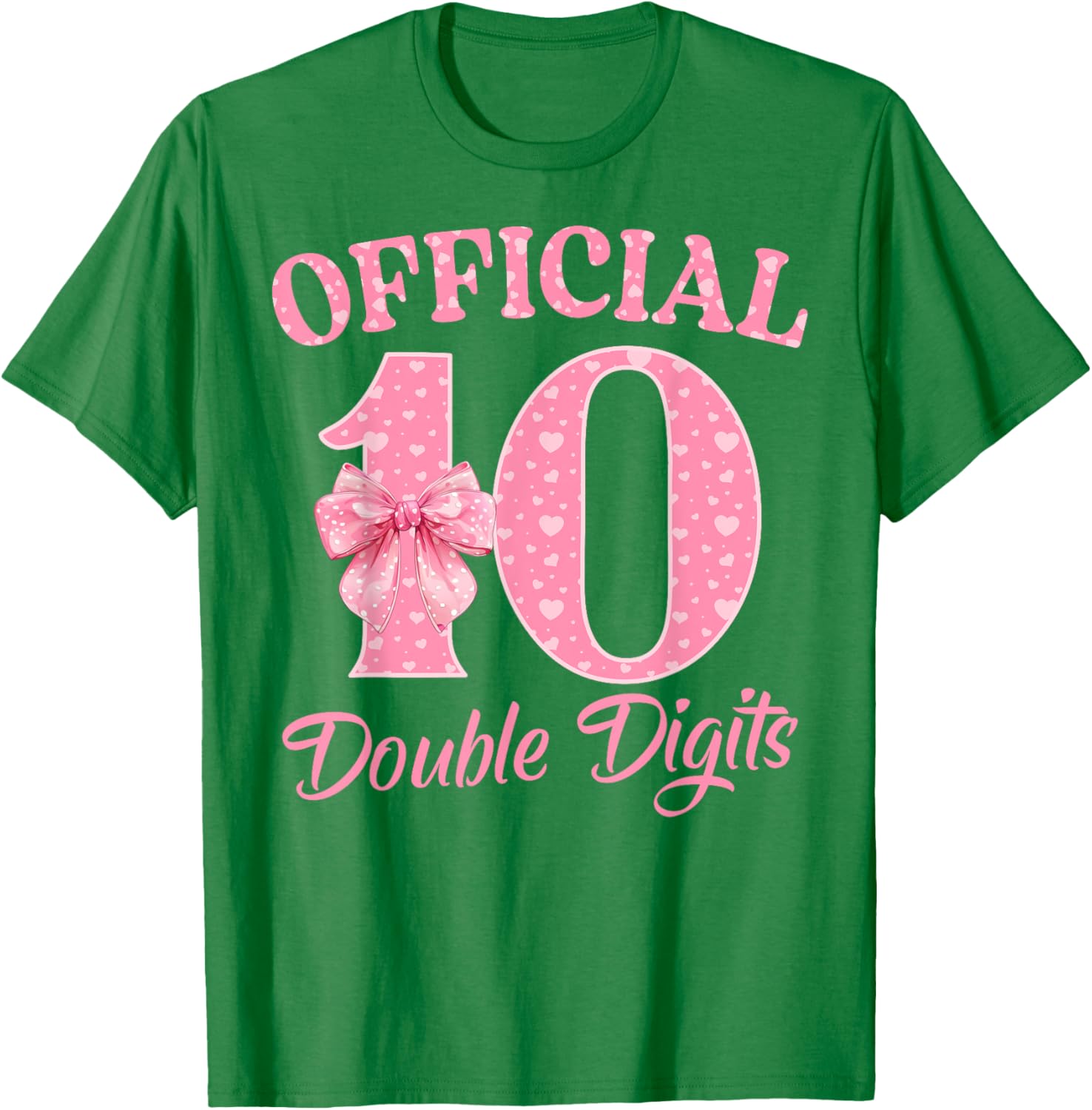 Cute Pink 10th Birthday Coquette Bow T-Shirt for Girls 10 Years Old - 8