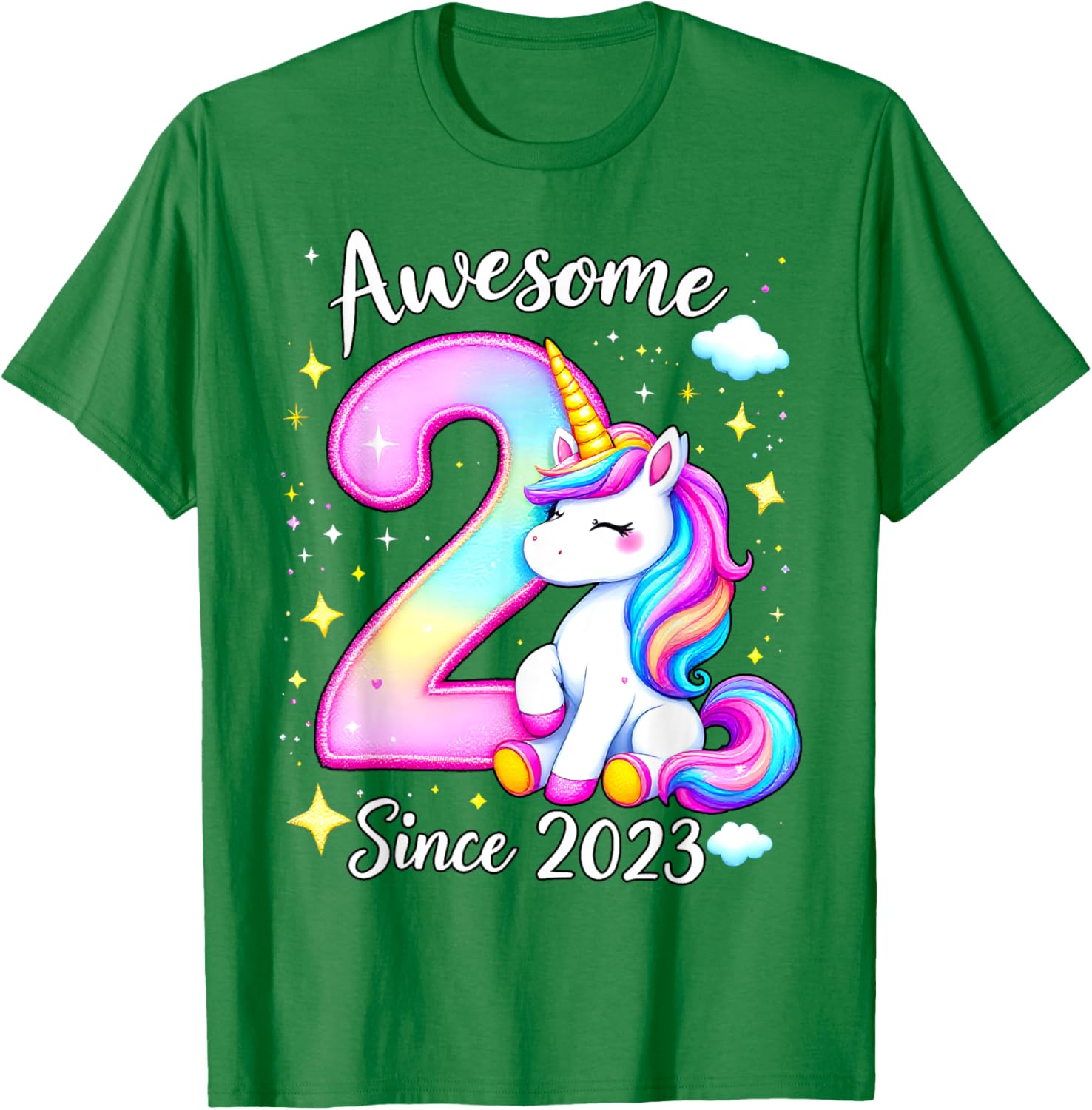 Cute Unicorn 2nd Birthday Girls T-Shirt for Awesome Celebrations - 13