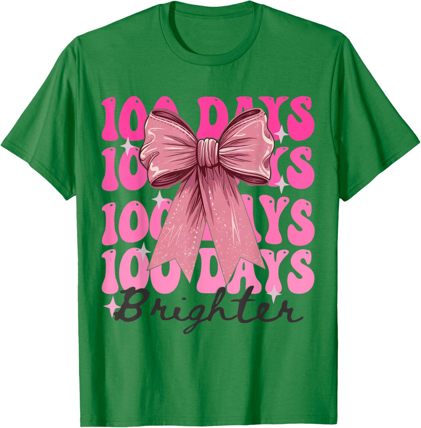 Cute 100 Days of School Girls Coquette Bow T-Shirt for Celebrations - 3