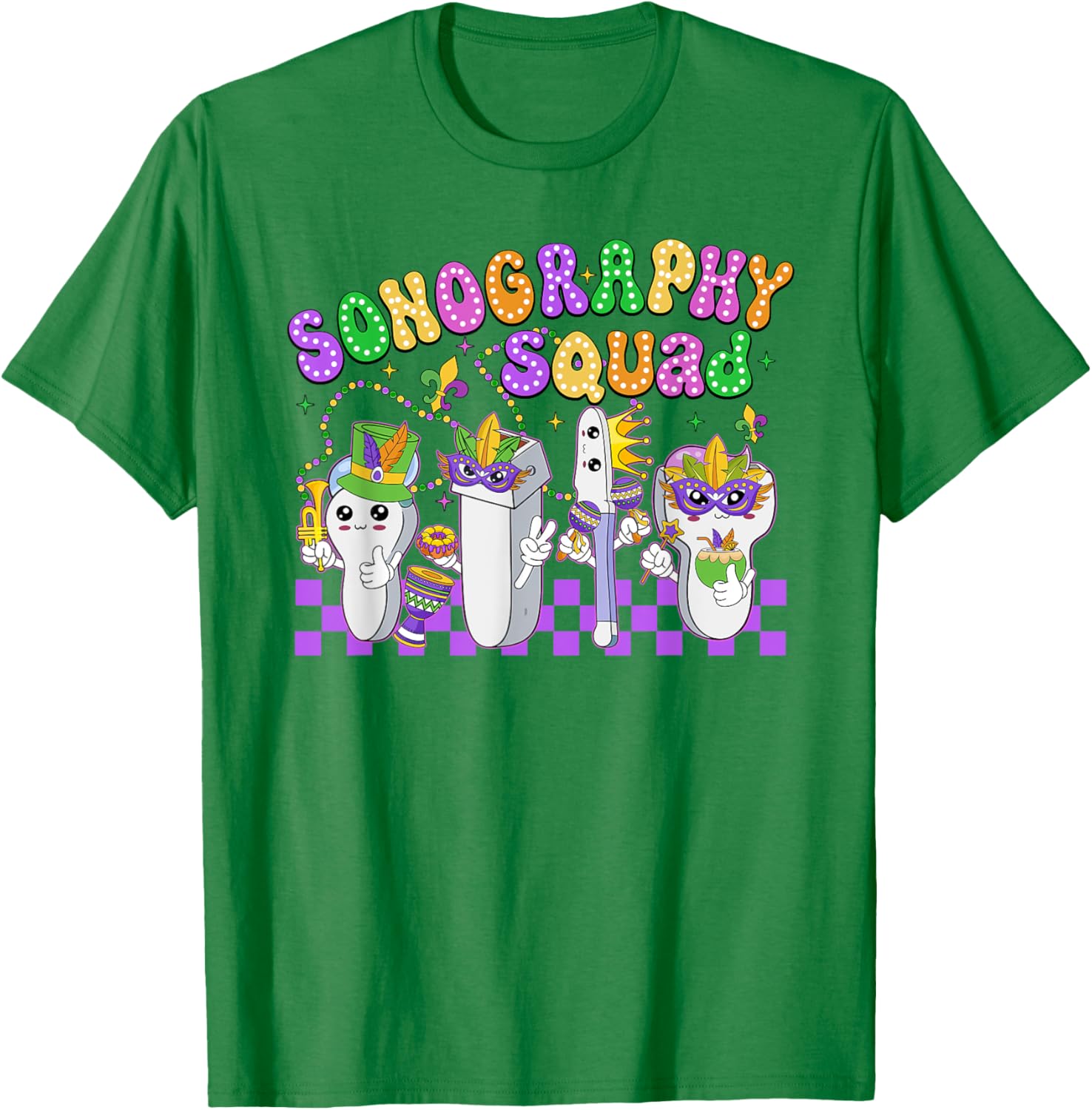 Funny Sonography Squad Mardi Gras Carnival T-Shirt for Sonographers - 1