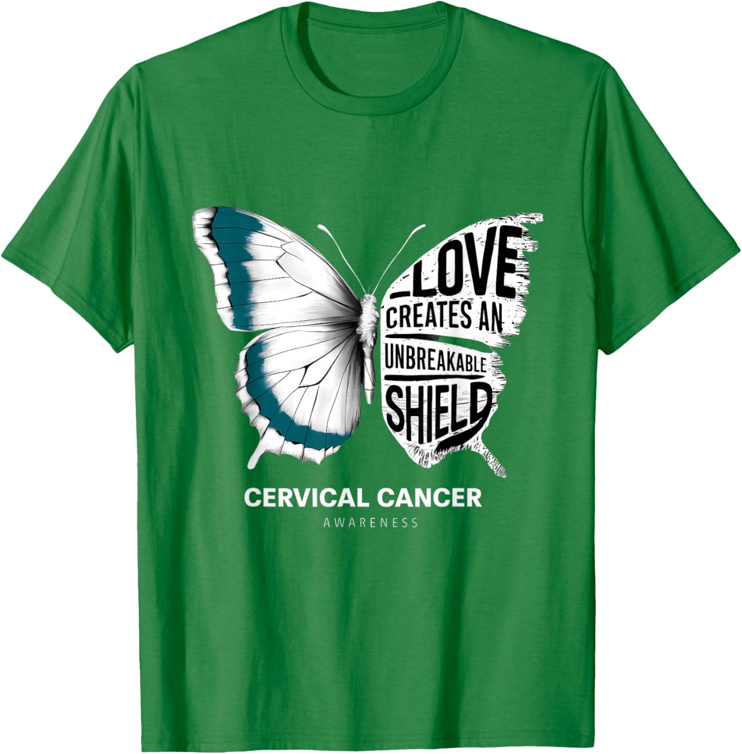 Cervical Cancer Awareness Teal Ribbon Unbreakable Shield T-Shirt - 14