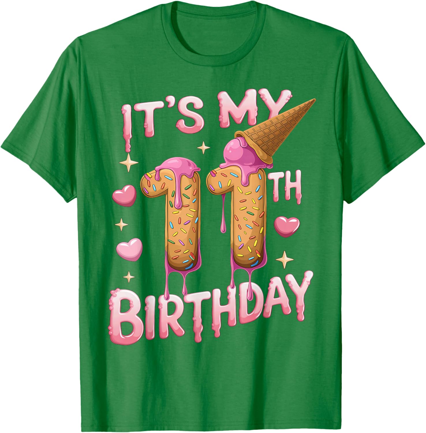 Cute Ice Cream 11th Birthday Shirt for Girls - Perfect Birthday Gift T-Shirt - 20