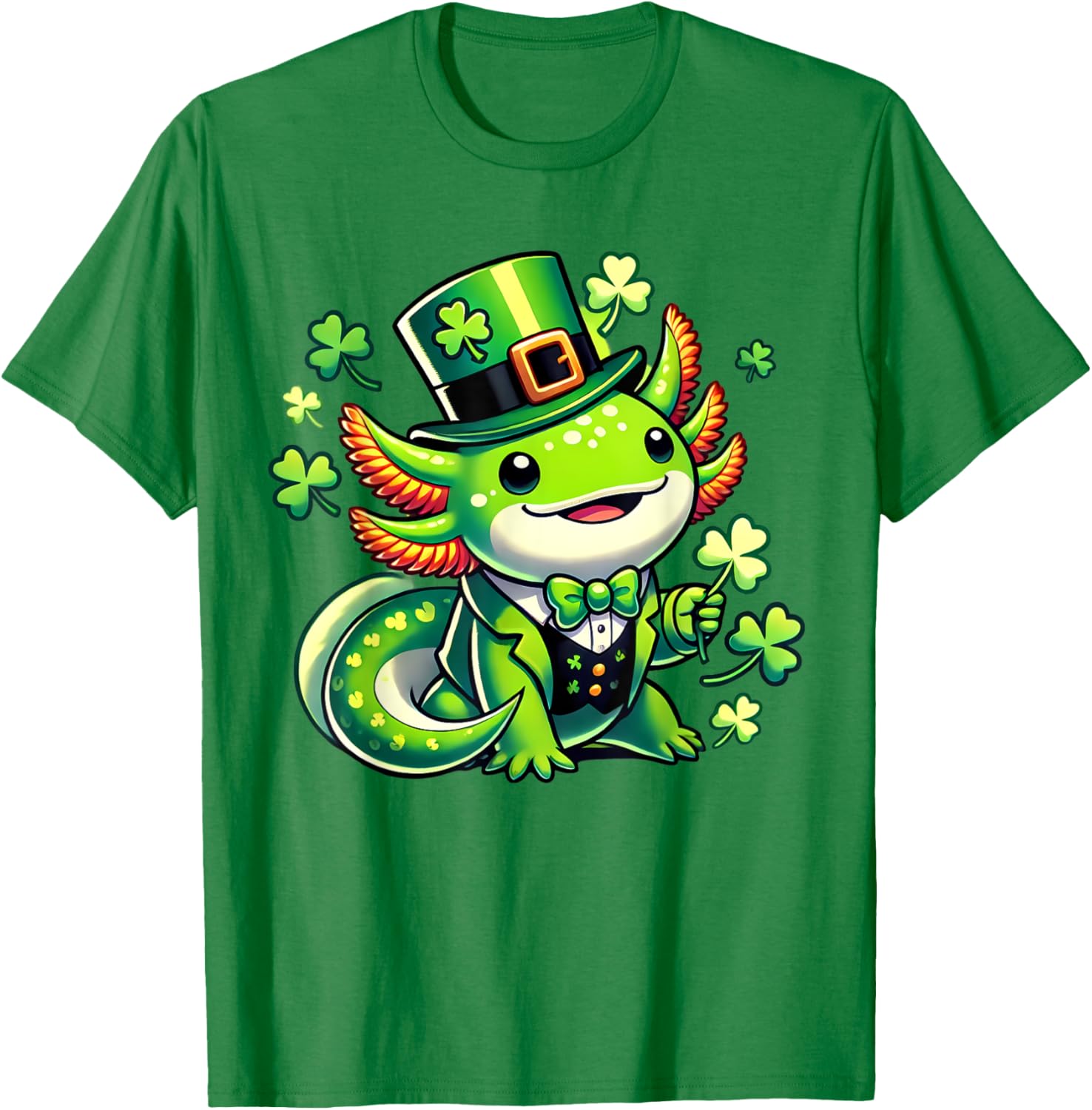 Cute St. Patrick's Day Axolotl Leprechaun T-Shirt for All Ages - 7