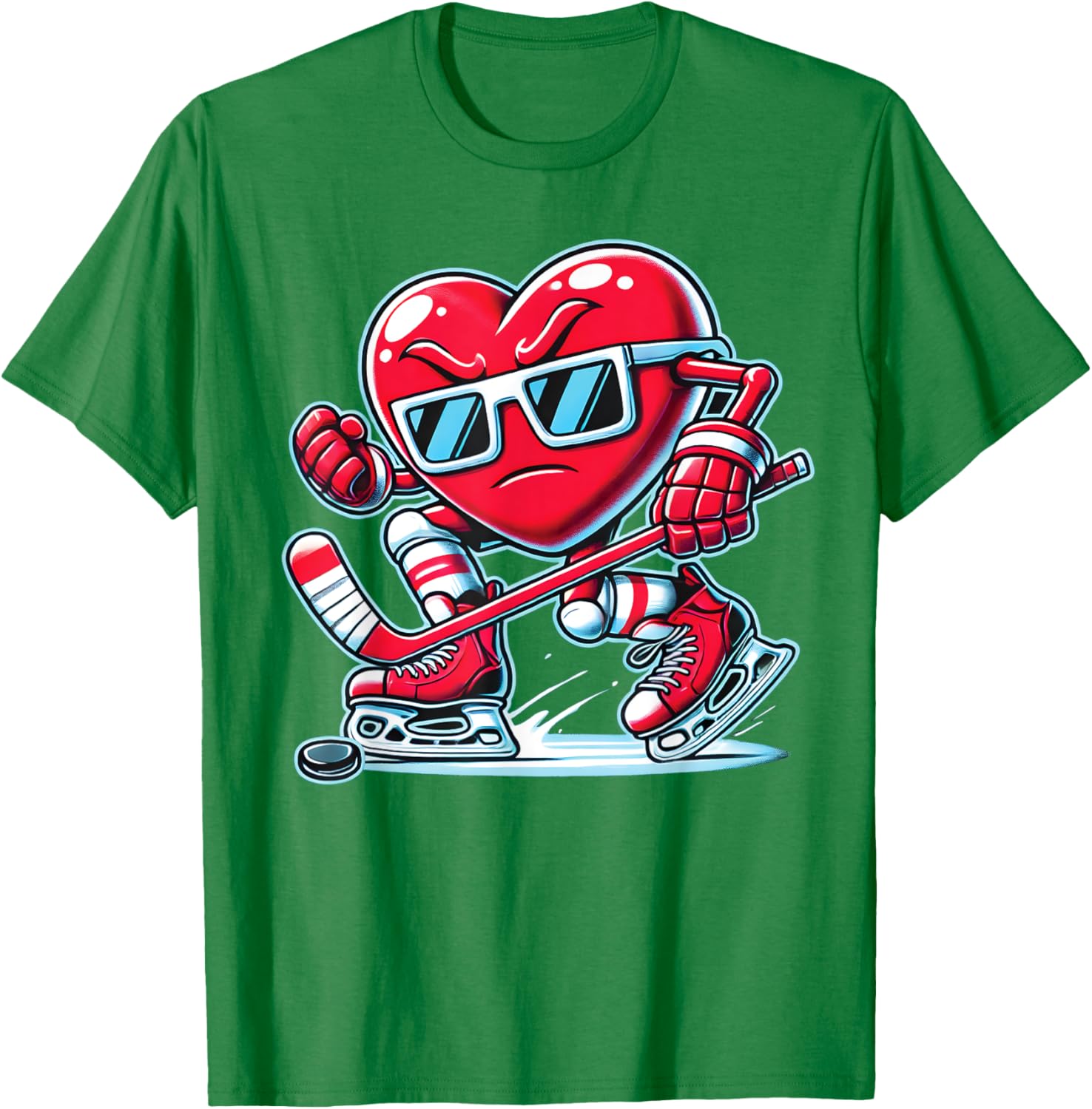 Cute Heart Ice Hockey T-Shirt for Valentine's Day - Men, Women, Boys - 13