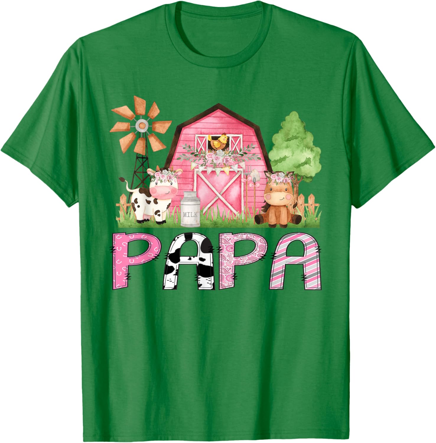 Cute Papa Pink Farm Animal Birthday Matching Family T-Shirts for Kids - 14
