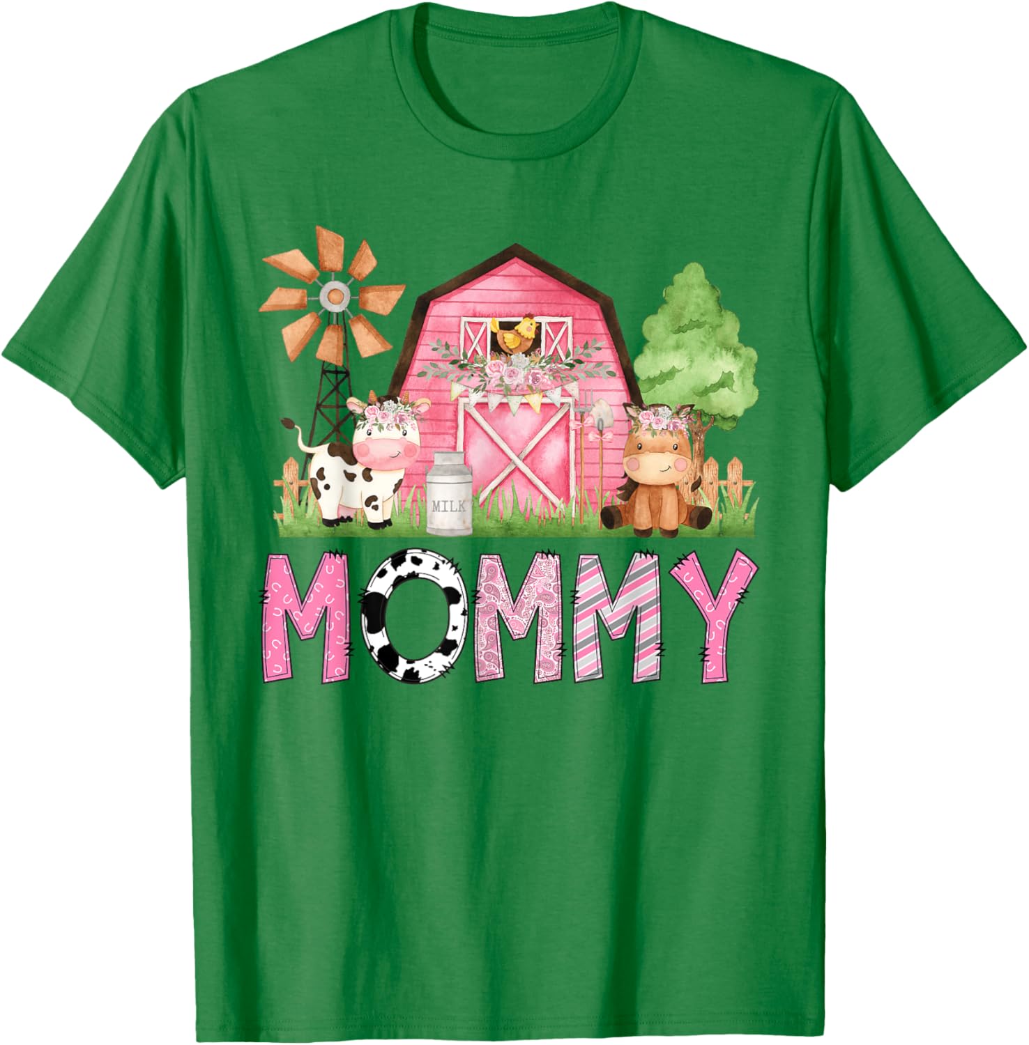 Cute Mommy Pink Farm Animal Birthday Matching Family T-Shirt for Kids - 10