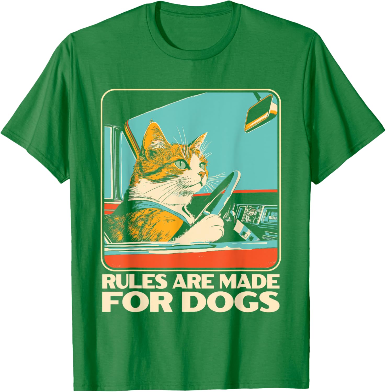 Funny Cat Lover T-Shirt - Rules Are Made for Dogs Cat Design Tee - 11
