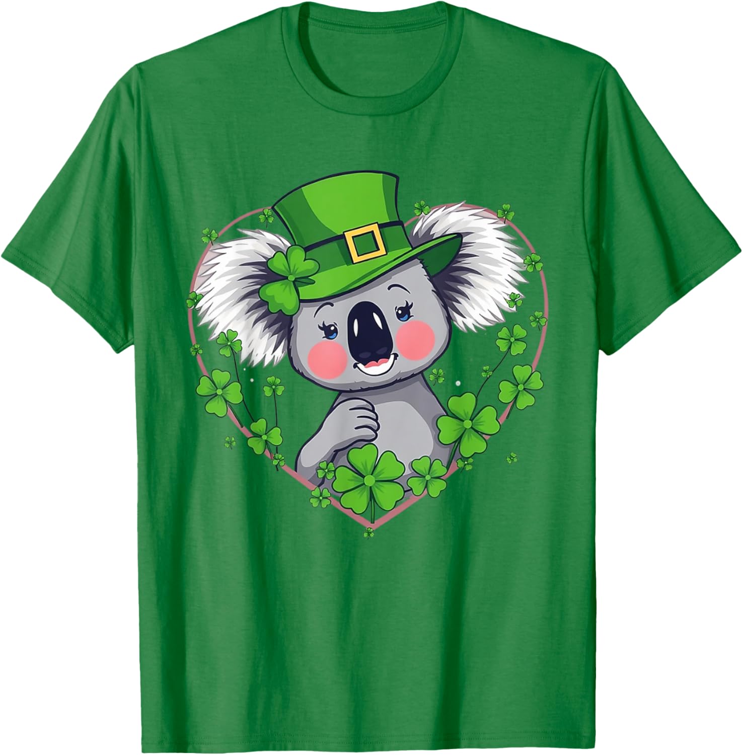 Funny St Patricks Day Koala Shirt for Women with Lucky Shamrock Design - 2
