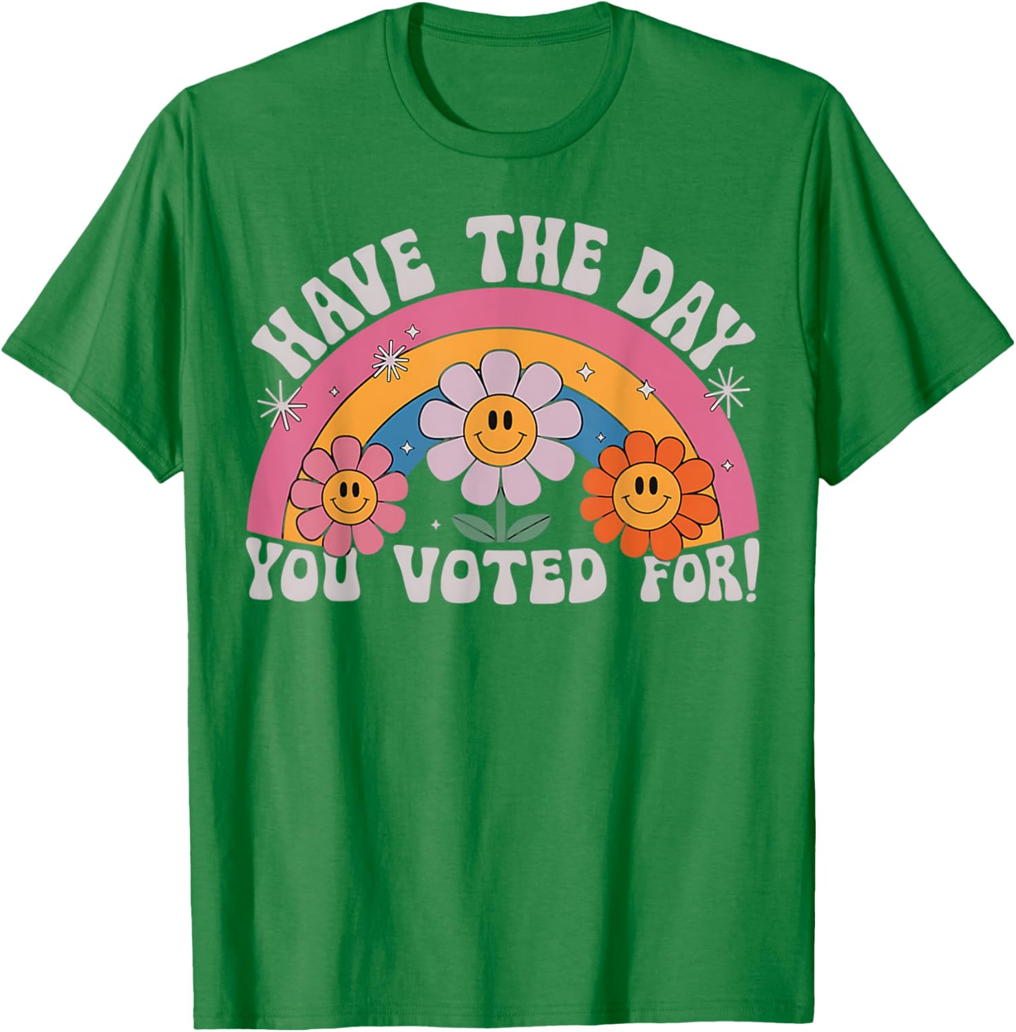Funny Groovy Rainbow Flower T-Shirt Perfect for Voting Day Pride - 16