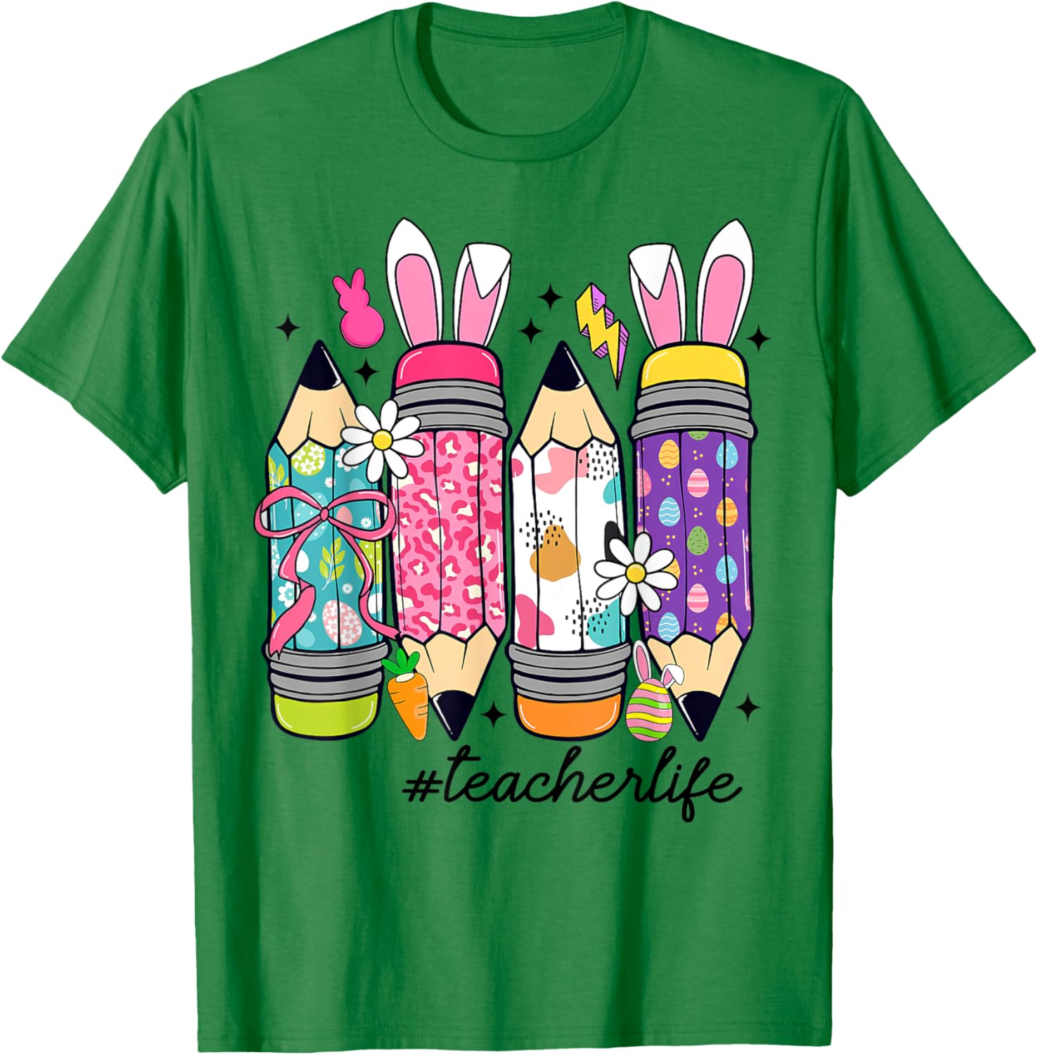 Coquette Bow Easter Bunny Teacher Life T-Shirt for Fun Classroom Style - 11