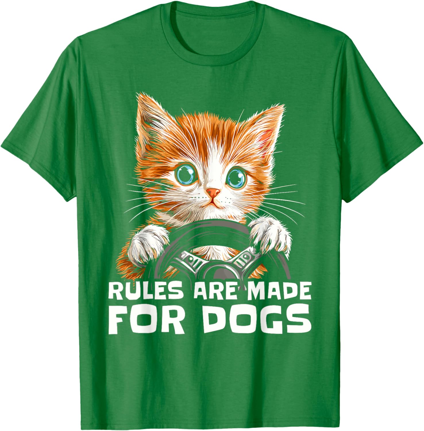 Funny Cat Lover T-Shirt - Rules Are Made for Dogs Driving Cat Shirt - 11
