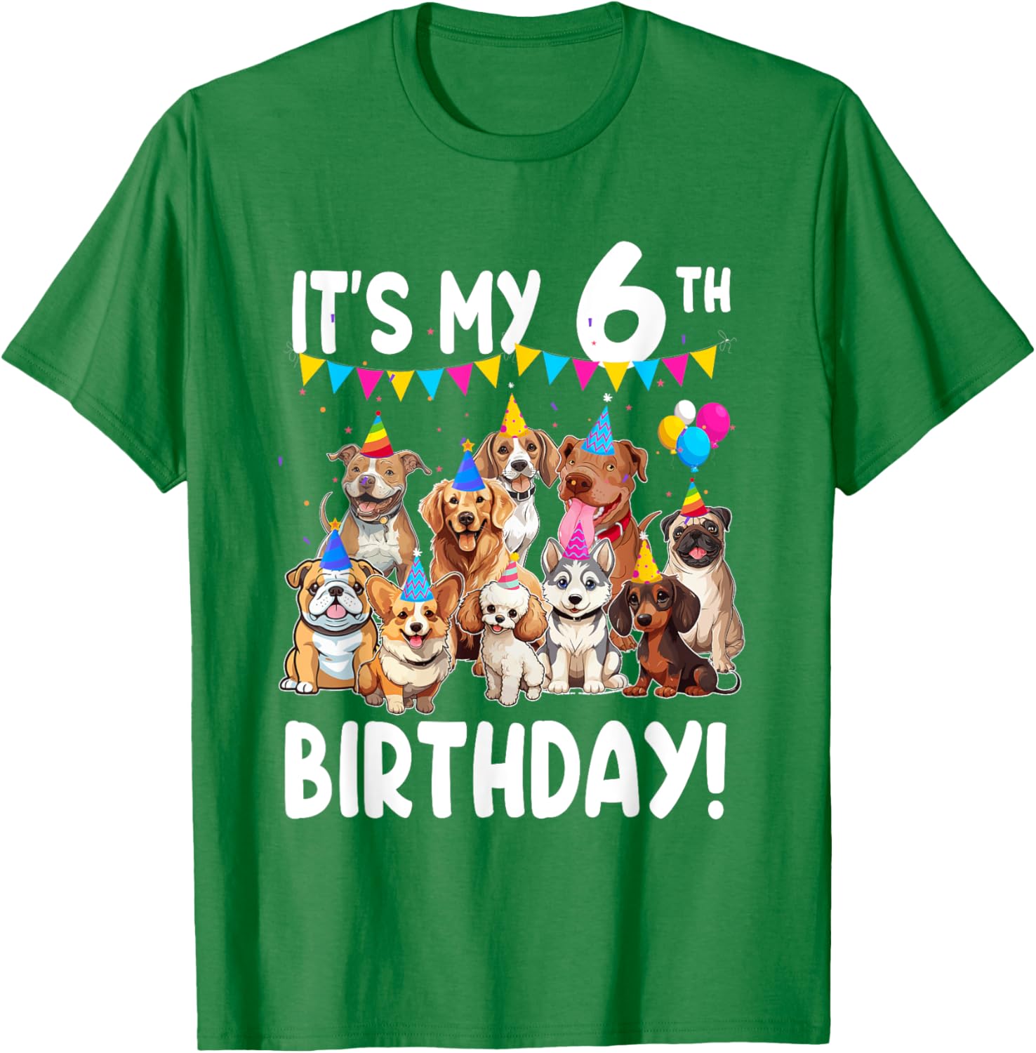 Cute Dogs Lover 6th Birthday T-Shirt for Kids - Fun Birthday Gift! - 15