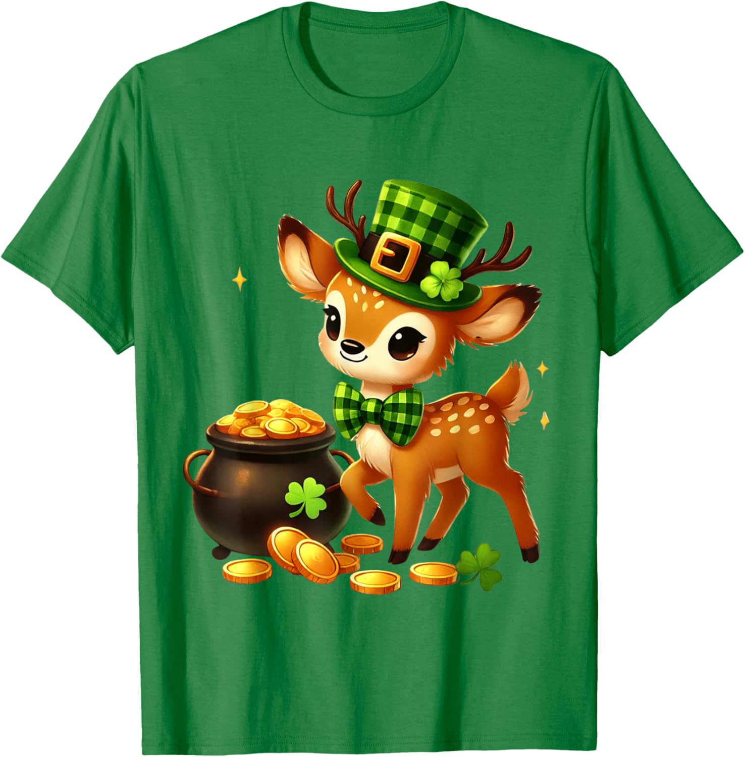Cute Deer Leprechaun St Patrick's Day T-Shirt for Kids Fun Party Wear - 6