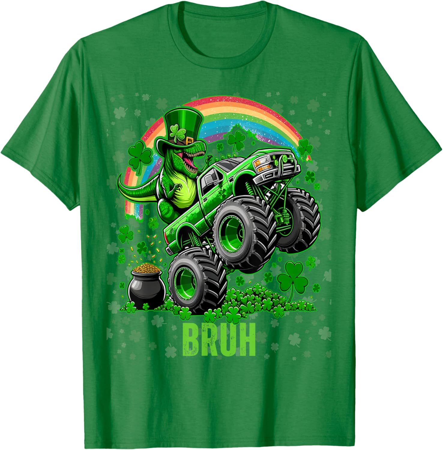 Bruh St Patricks Day Monster Truck Shirt for Festive Fun and Style - 5