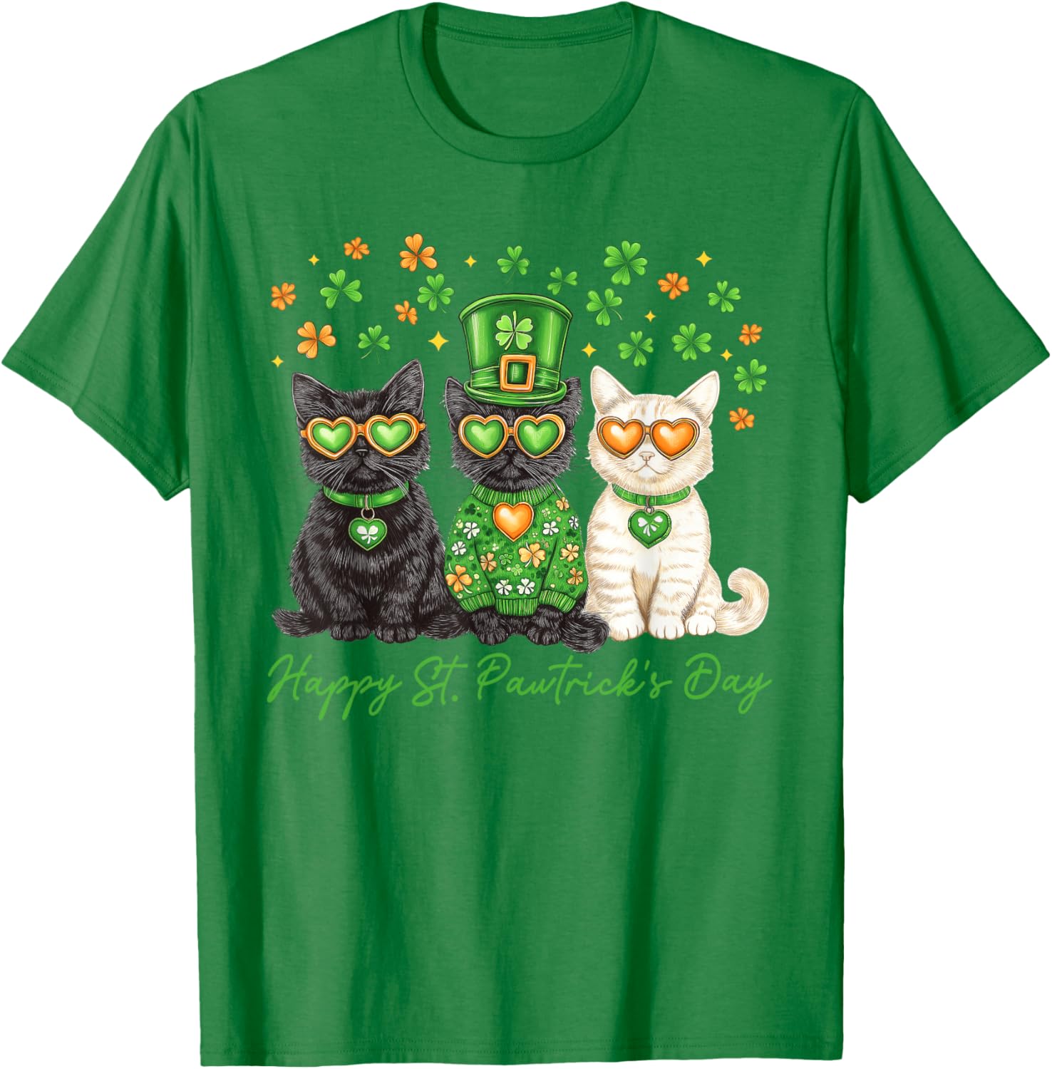 Cute Cat St Pawtrick's Day Shamrock T-Shirt for Cat Lovers - 12