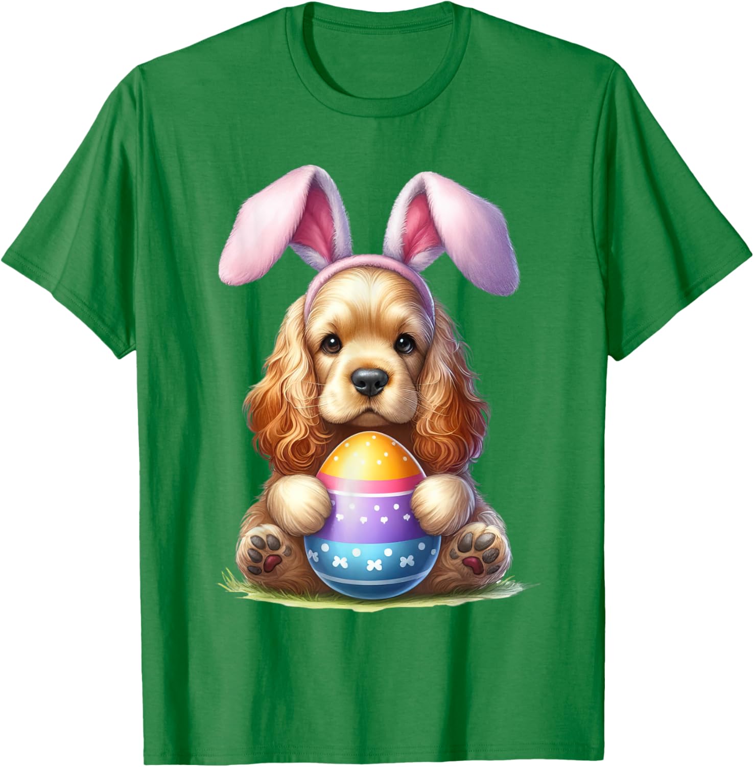 Cute Bunny Cocker Spaniel Easter T-Shirt for Men and Women Celebrating Spring - 7
