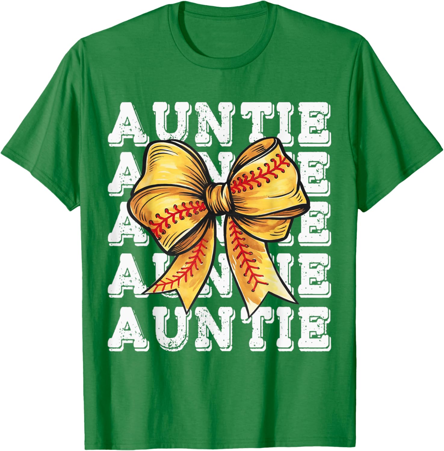 Coquette Softball Auntie Matching Family Bow T-Shirt for Fun Moments - 16