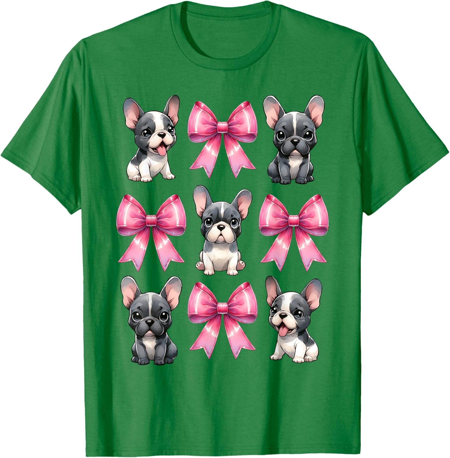 Cute Coquette Bow French Bulldog Mom T-Shirt in Pink for Dog Lovers - 1