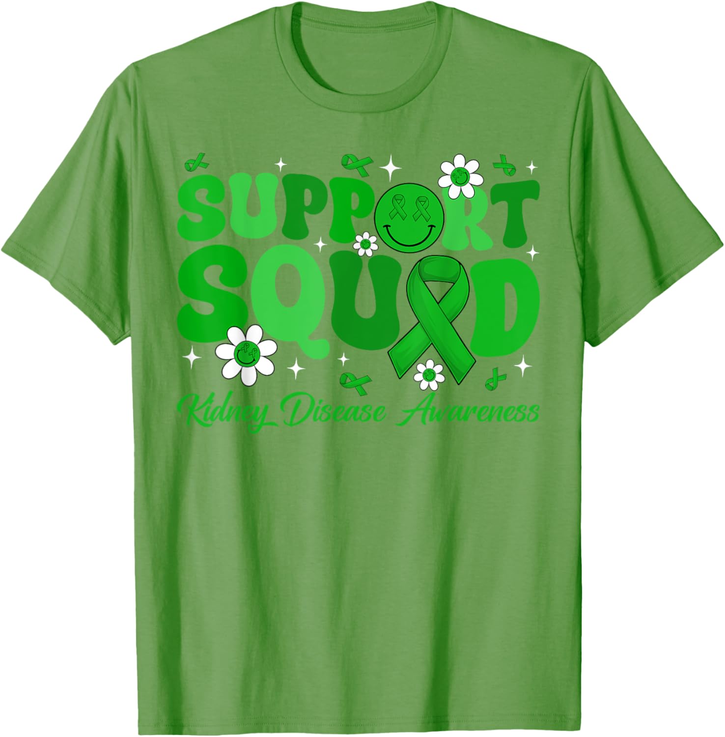 Groovy Support Squad Kidney Disease Awareness Green Ribbon T-Shirt - 3