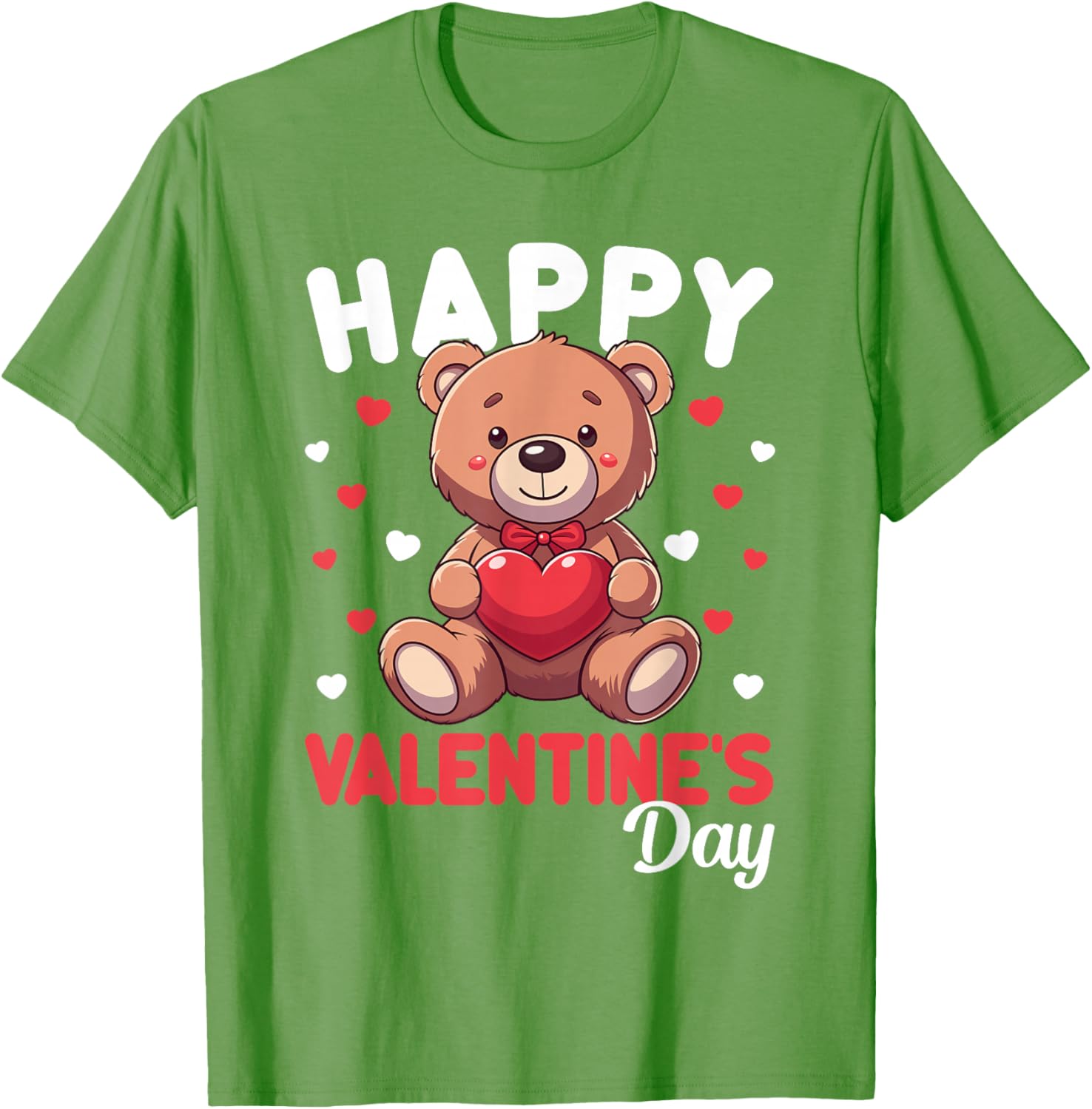 Cute Happy Valentine's Day Bear Heart T-Shirt for Kids and Women - 5