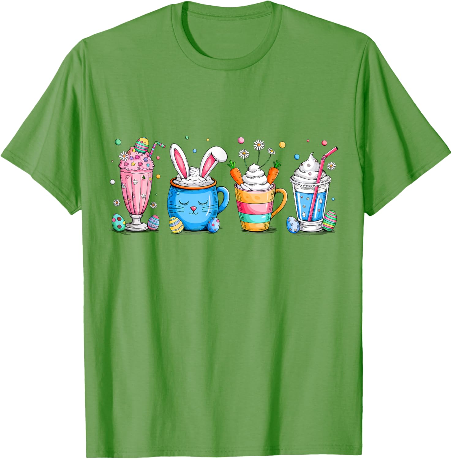 Cute Coffee Bunny T-Shirt for Women Girls with Easter Egg Design - 8