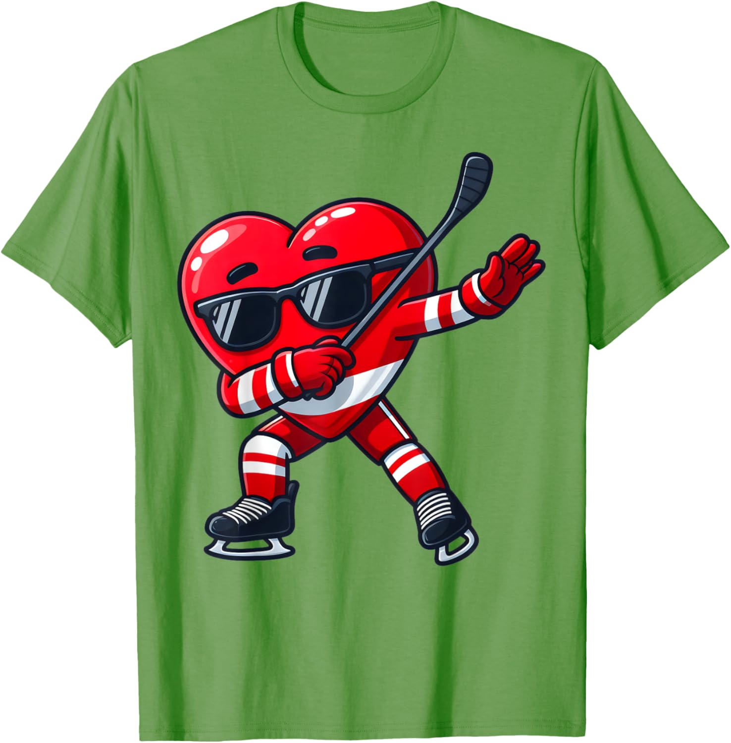 Cute Dabbing Heart Ice Hockey T-Shirt for Funny Valentine's Day Fun - 7
