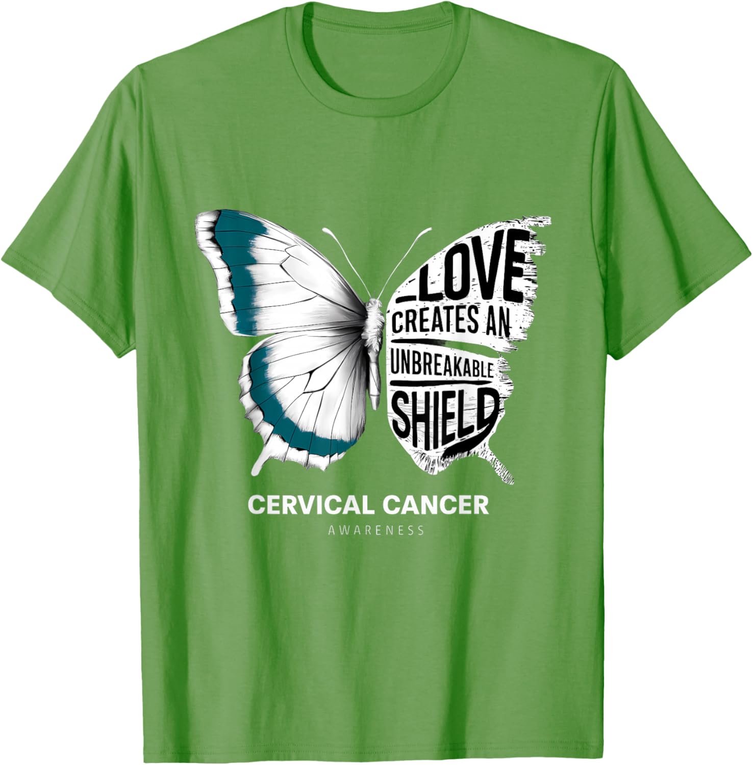 Cervical Cancer Awareness Teal Ribbon Unbreakable Shield T-Shirt - 21