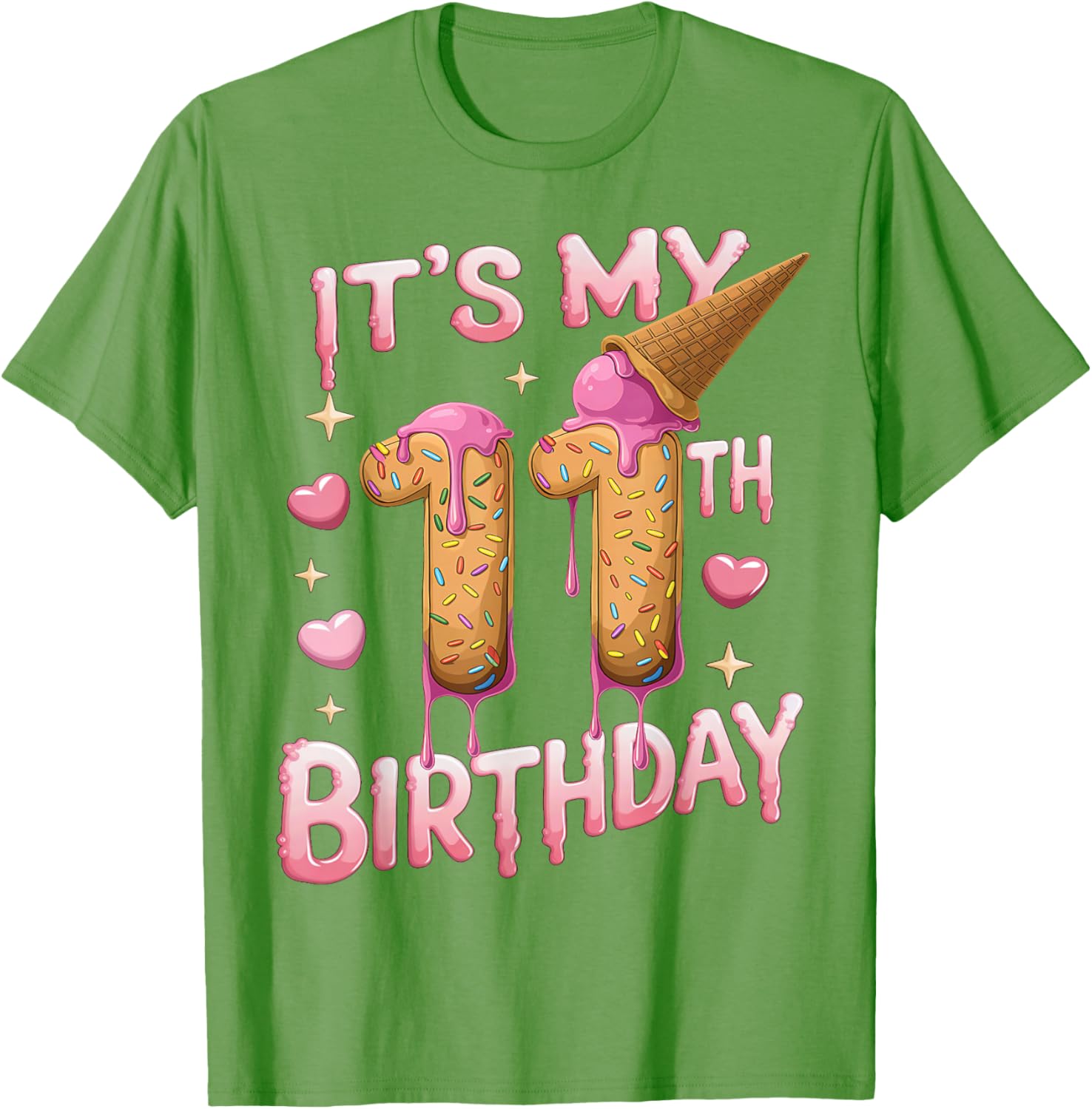 Cute Ice Cream 11th Birthday Shirt for Girls - Perfect Birthday Gift T-Shirt - 1