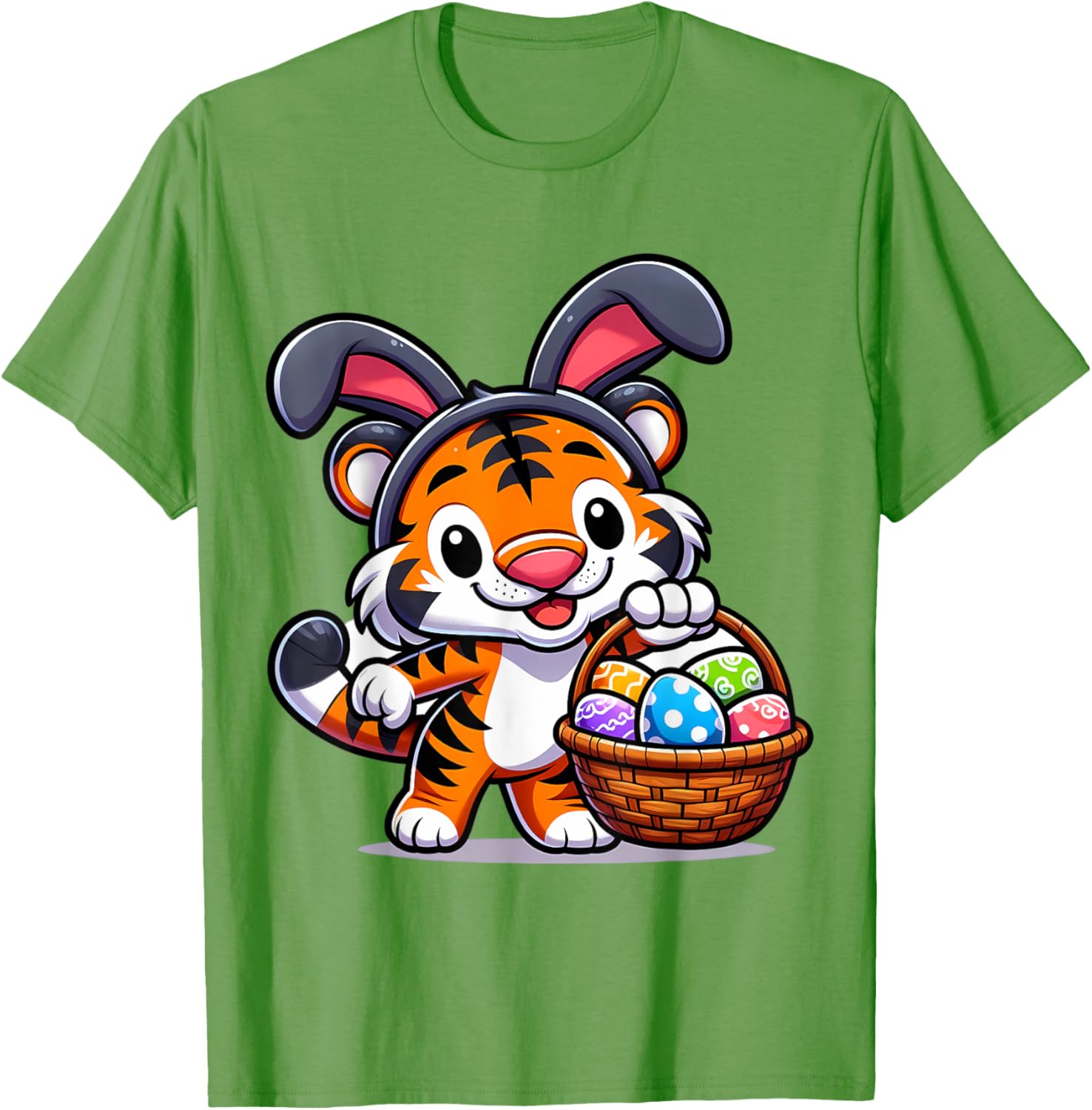 Cute Bunny Ear Tiger Easter Eggs T-Shirt for Kids and Babies - 12
