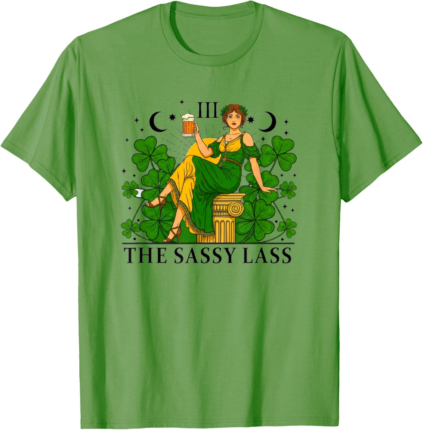Funny Patrick's Day Sassy Lass Tarot Card T-Shirt for Festive Fun - 1