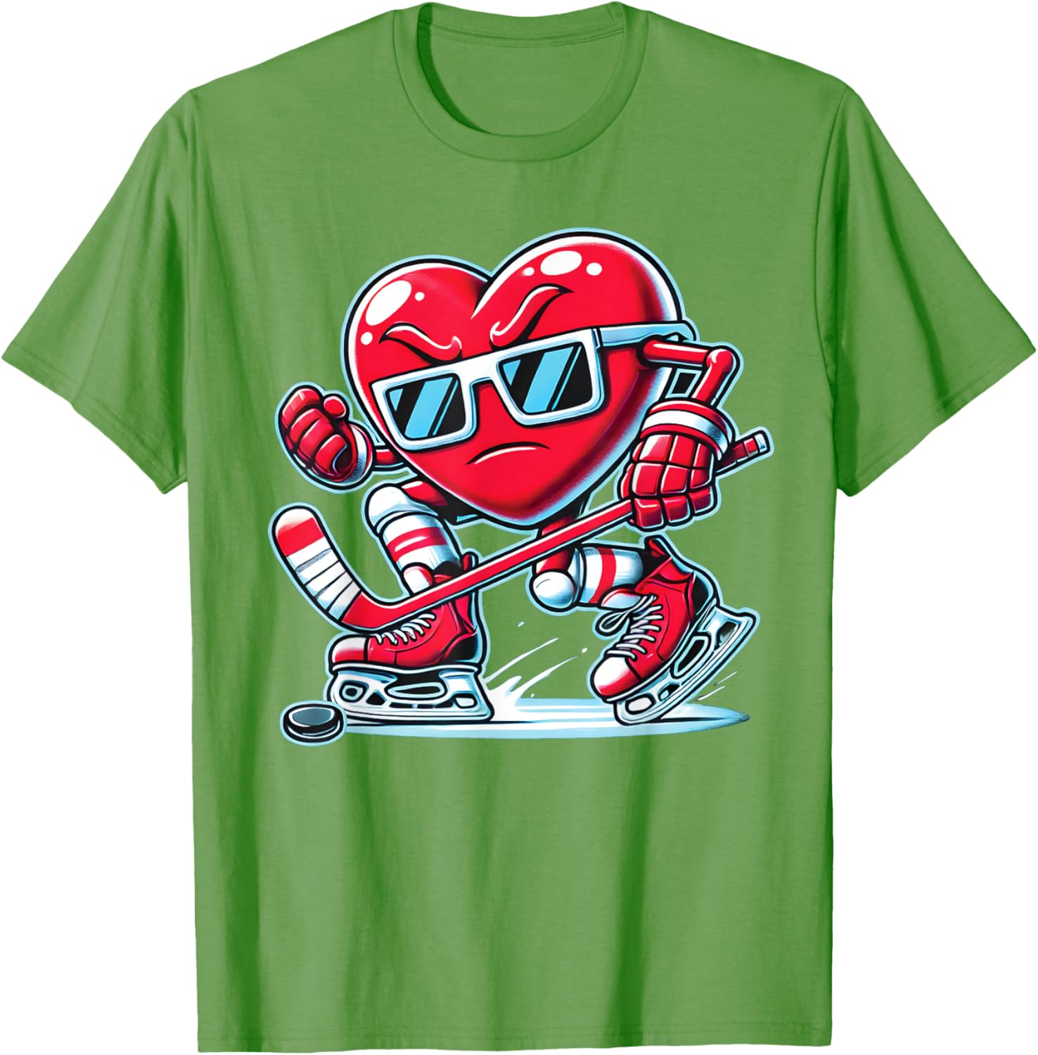 Cute Heart Ice Hockey T-Shirt for Valentine's Day - Men, Women, Boys - 17