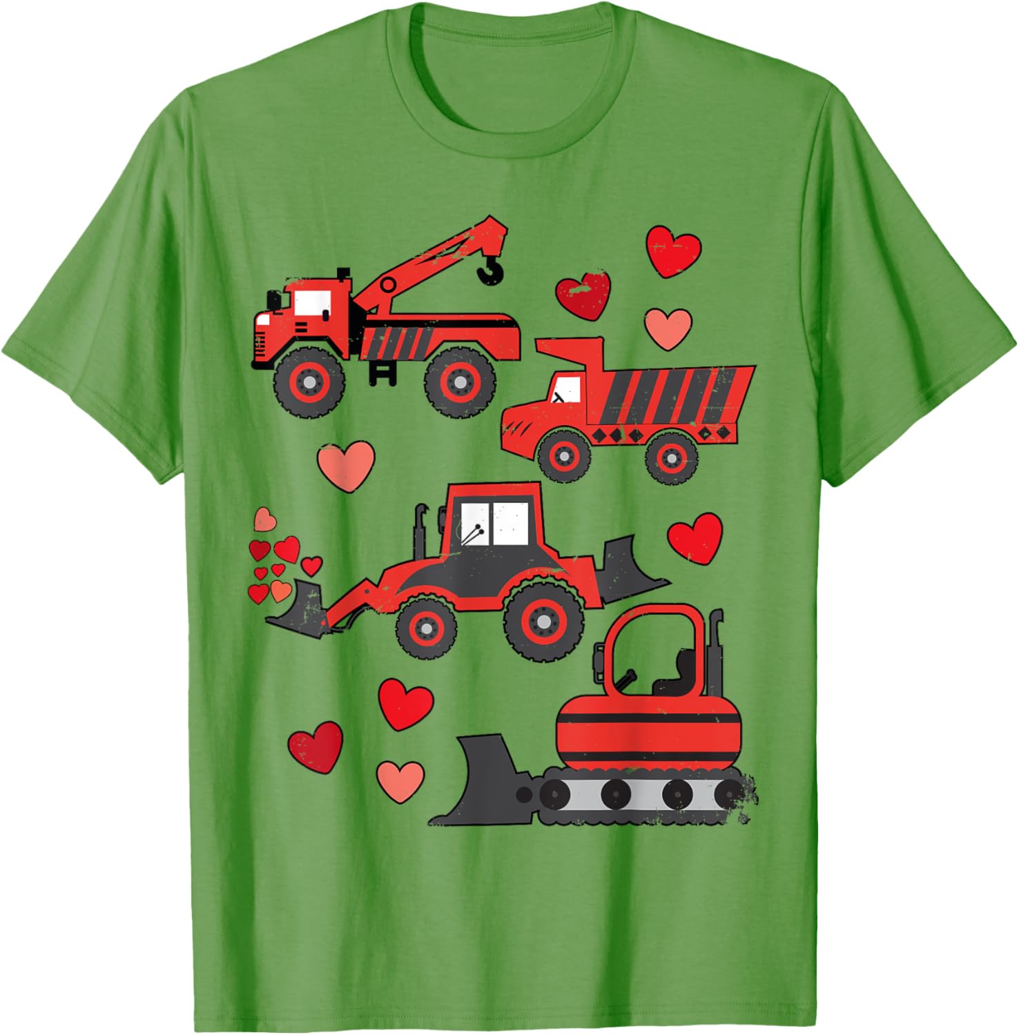 Funny Valentines Day Construction Trucks T-Shirt for Kids and Adults - 3