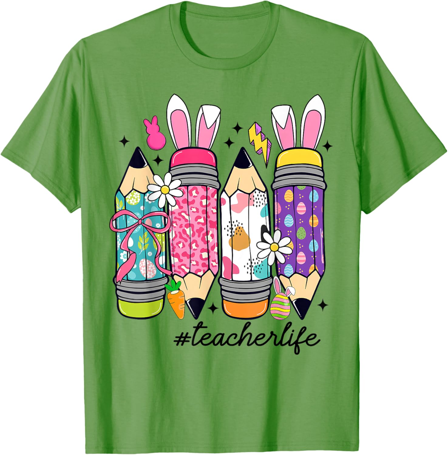 Coquette Bow Easter Bunny Teacher Life T-Shirt for Fun Classroom Style - 8