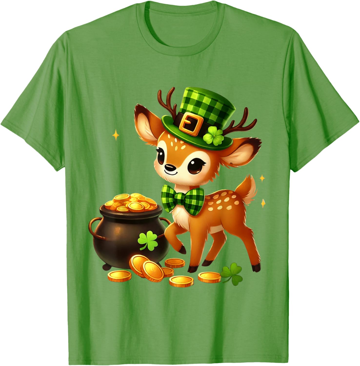 Cute Deer Leprechaun St Patrick's Day T-Shirt for Kids Fun Party Wear - 1