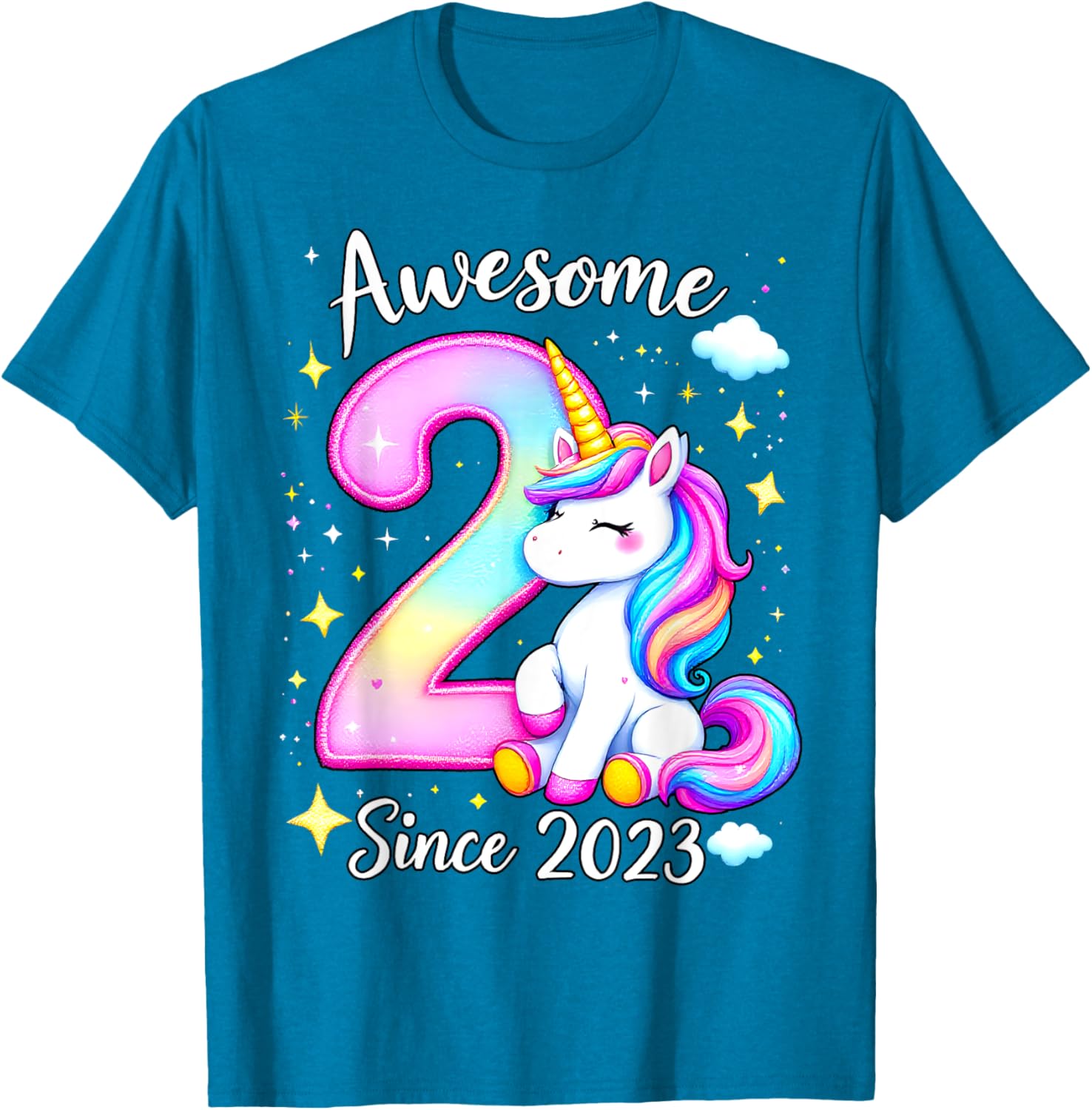 Cute Unicorn 2nd Birthday Girls T-Shirt for Awesome Celebrations - 14