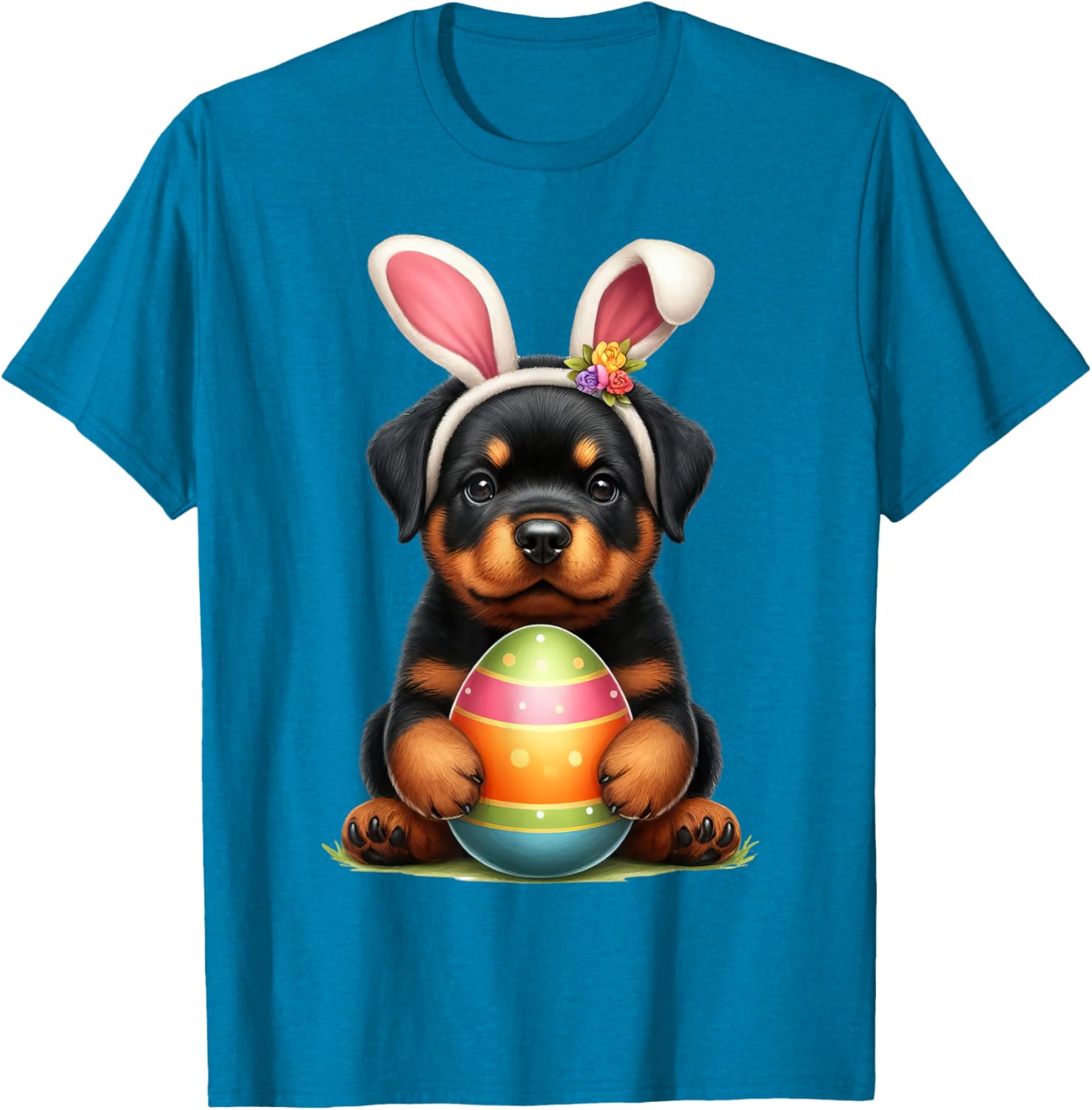 Cute Bunny Rottweiler Dog Easter T-Shirt Perfect for Spring Celebrations - 18