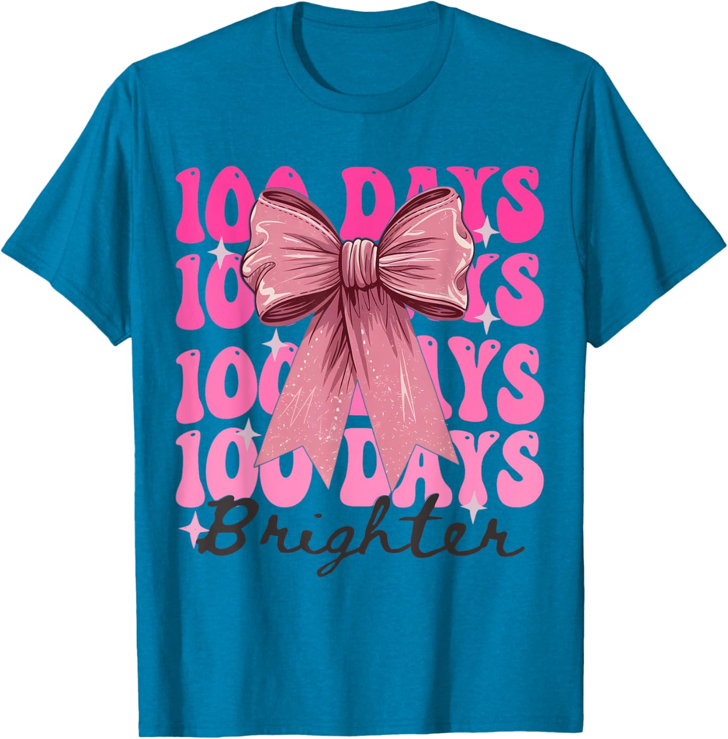 Cute 100 Days of School Girls Coquette Bow T-Shirt for Celebrations - 4
