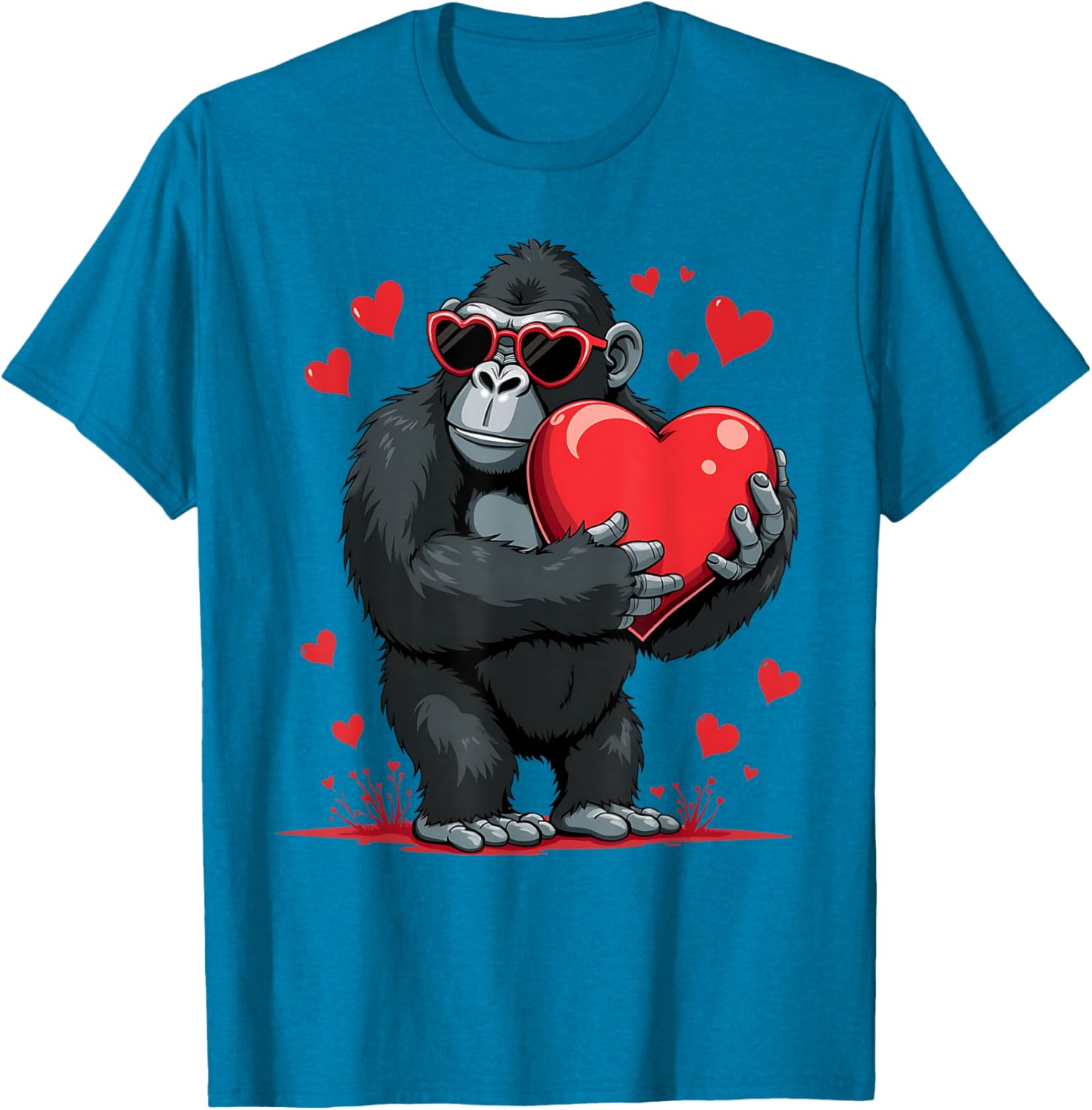 Funny Gorilla Heart Sunglasses T-Shirt for Boys Perfect for Valentine's Day - 12