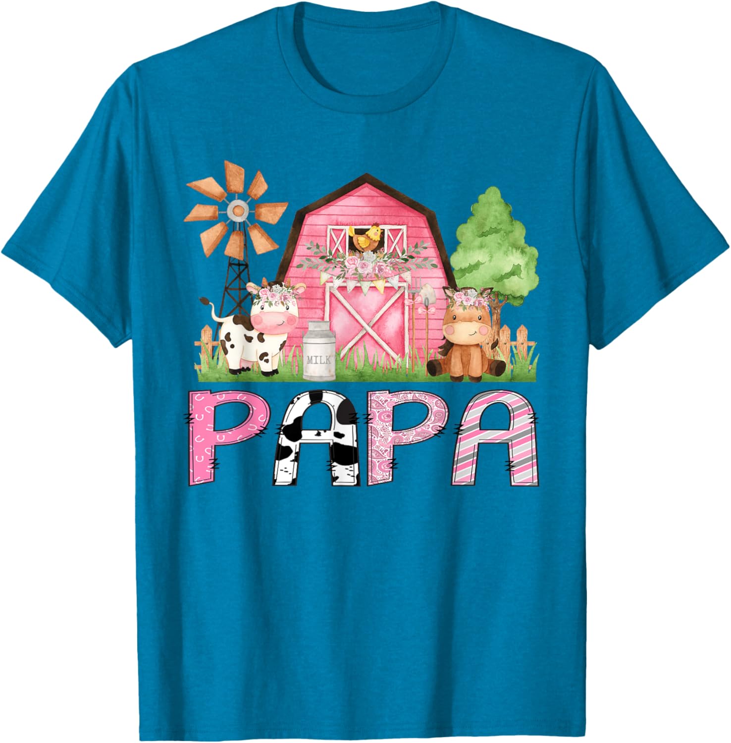 Cute Papa Pink Farm Animal Birthday Matching Family T-Shirts for Kids - 4